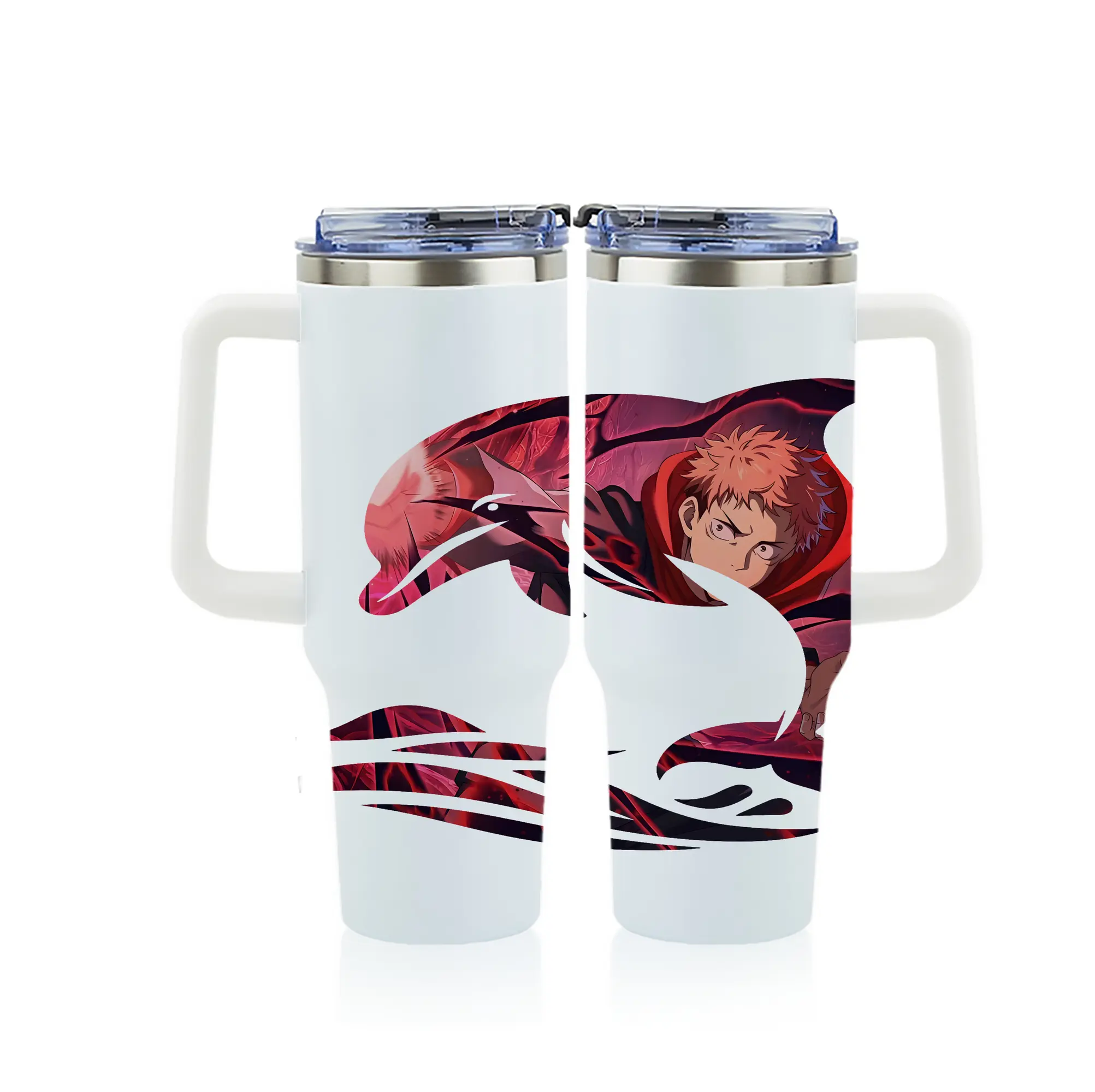 呪術廻戦 グッズ,虎杖 悠仁 - 1200mL フルプリント車用タンブラー ・ 304ステンレス 内側 ・ 201ステンレス 外側 ・ 保温 保冷 ・ 通勤 ドライブ アウトドア用