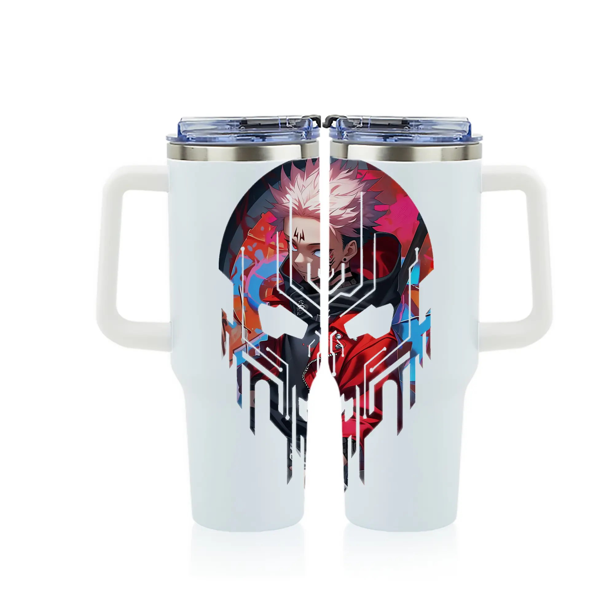 呪術廻戦 グッズ,虎杖 悠仁 - 1200mL フルプリント車用タンブラー ・ 304ステンレス 内側 ・ 201ステンレス 外側 ・ 保温 保冷 ・ 通勤 ドライブ アウトドア用