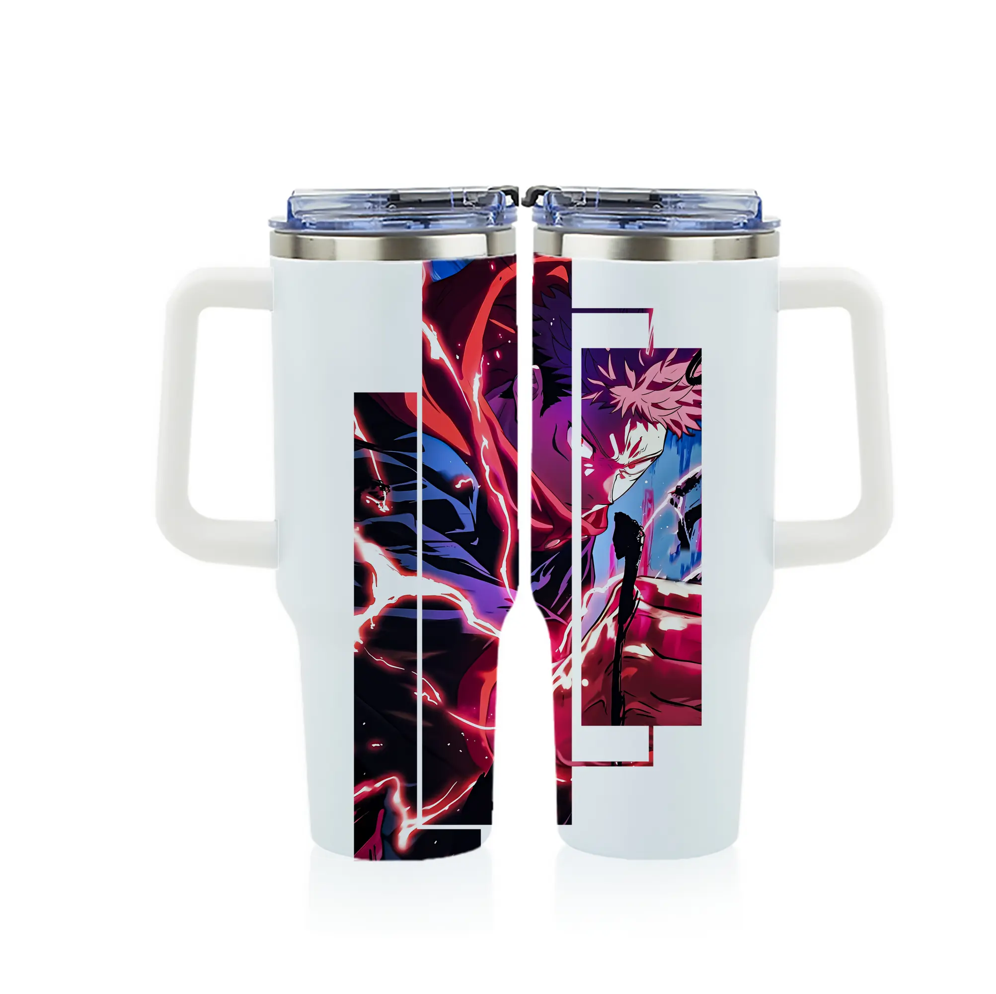 呪術廻戦 グッズ,虎杖 悠仁 - 1200mL フルプリント車用タンブラー ・ 304ステンレス 内側 ・ 201ステンレス 外側 ・ 保温 保冷 ・ 通勤 ドライブ アウトドア用