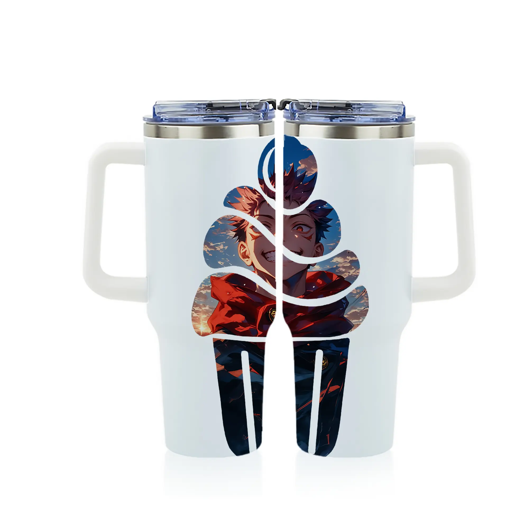 呪術廻戦 グッズ,虎杖 悠仁 - 1200mL フルプリント車用タンブラー ・ 304ステンレス 内側 ・ 201ステンレス 外側 ・ 保温 保冷 ・ 通勤 ドライブ アウトドア用