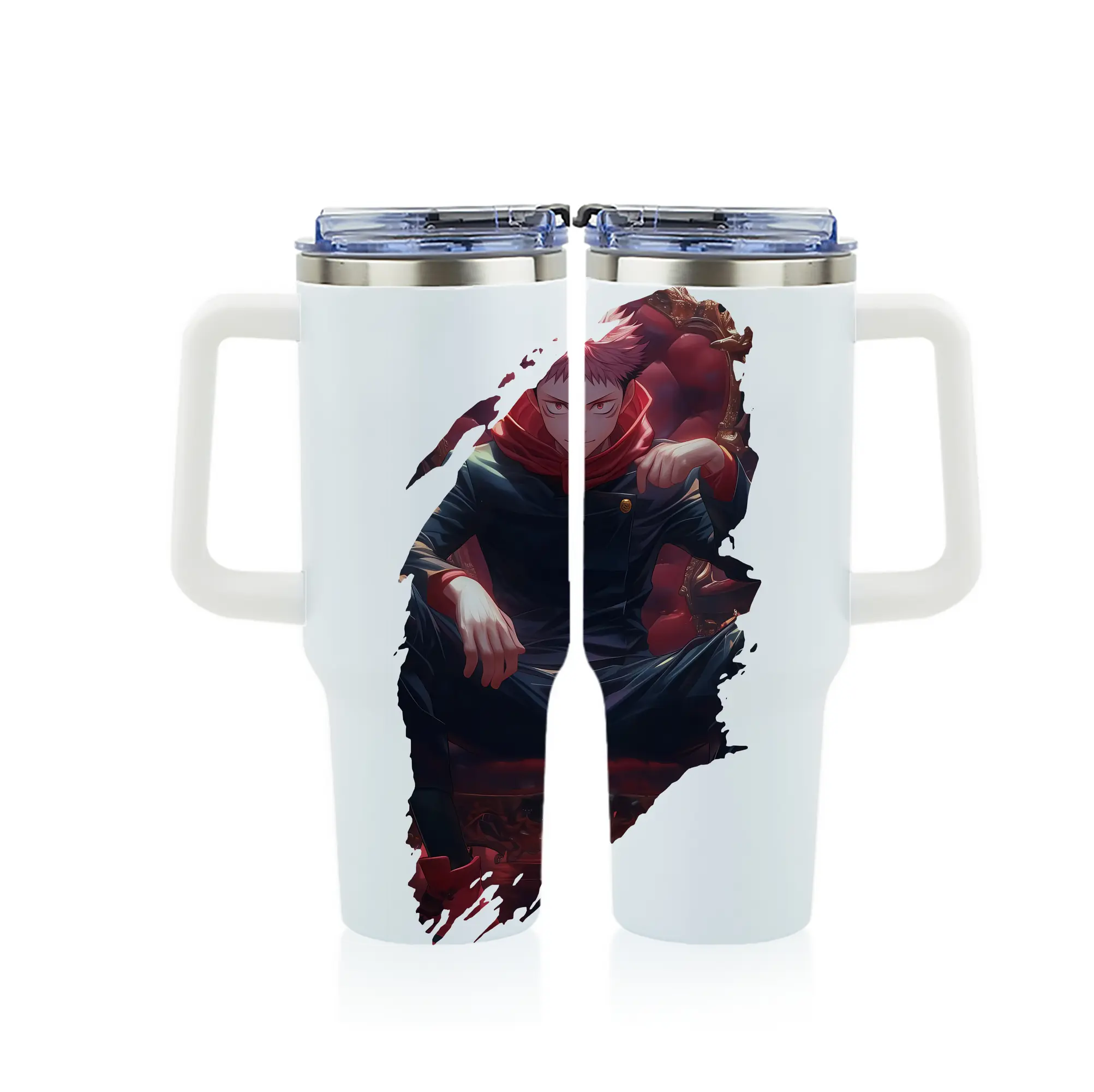 呪術廻戦 グッズ,虎杖 悠仁 - 1200mL フルプリント車用タンブラー ・ 304ステンレス 内側 ・ 201ステンレス 外側 ・ 保温 保冷 ・ 通勤 ドライブ アウトドア用