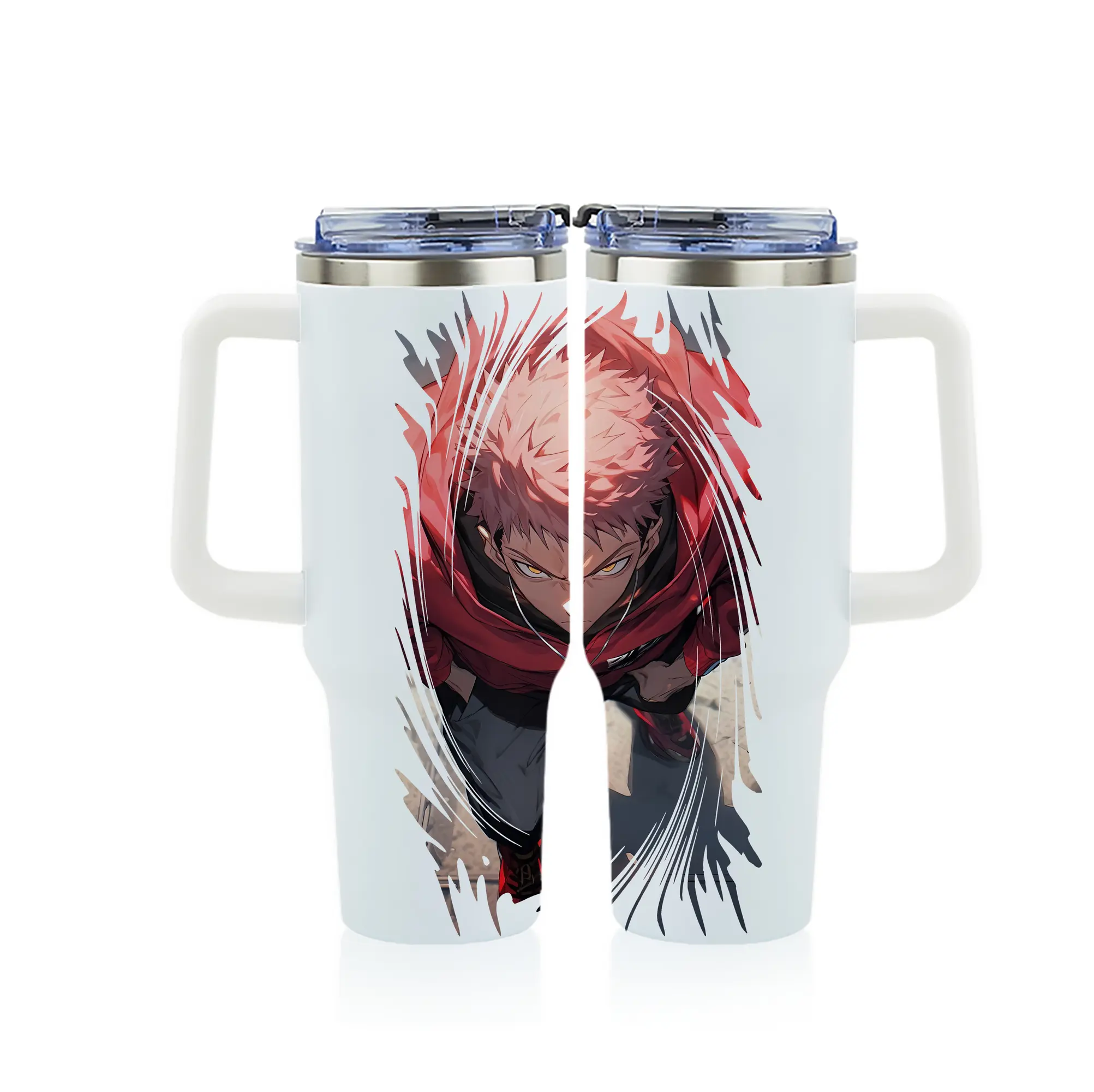 呪術廻戦 グッズ,虎杖 悠仁 - 1200mL フルプリント車用タンブラー ・ 304ステンレス 内側 ・ 201ステンレス 外側 ・ 保温 保冷 ・ 通勤 ドライブ アウトドア用