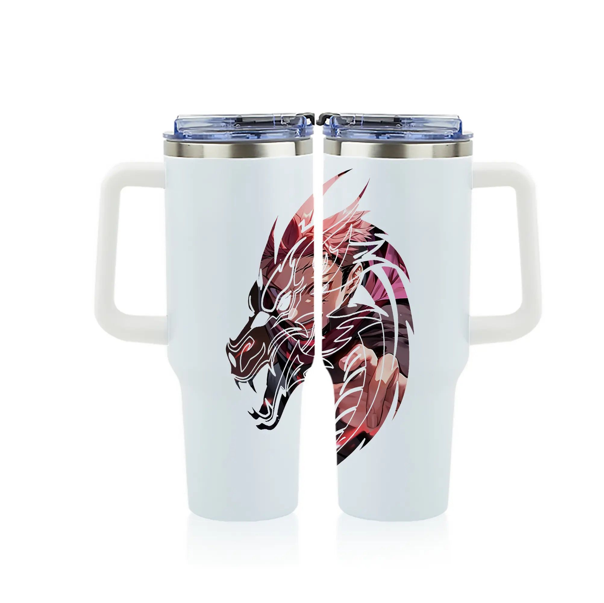 呪術廻戦 グッズ,虎杖 悠仁 - 1200mL フルプリント車用タンブラー ・ 304ステンレス 内側 ・ 201ステンレス 外側 ・ 保温 保冷 ・ 通勤 ドライブ アウトドア用