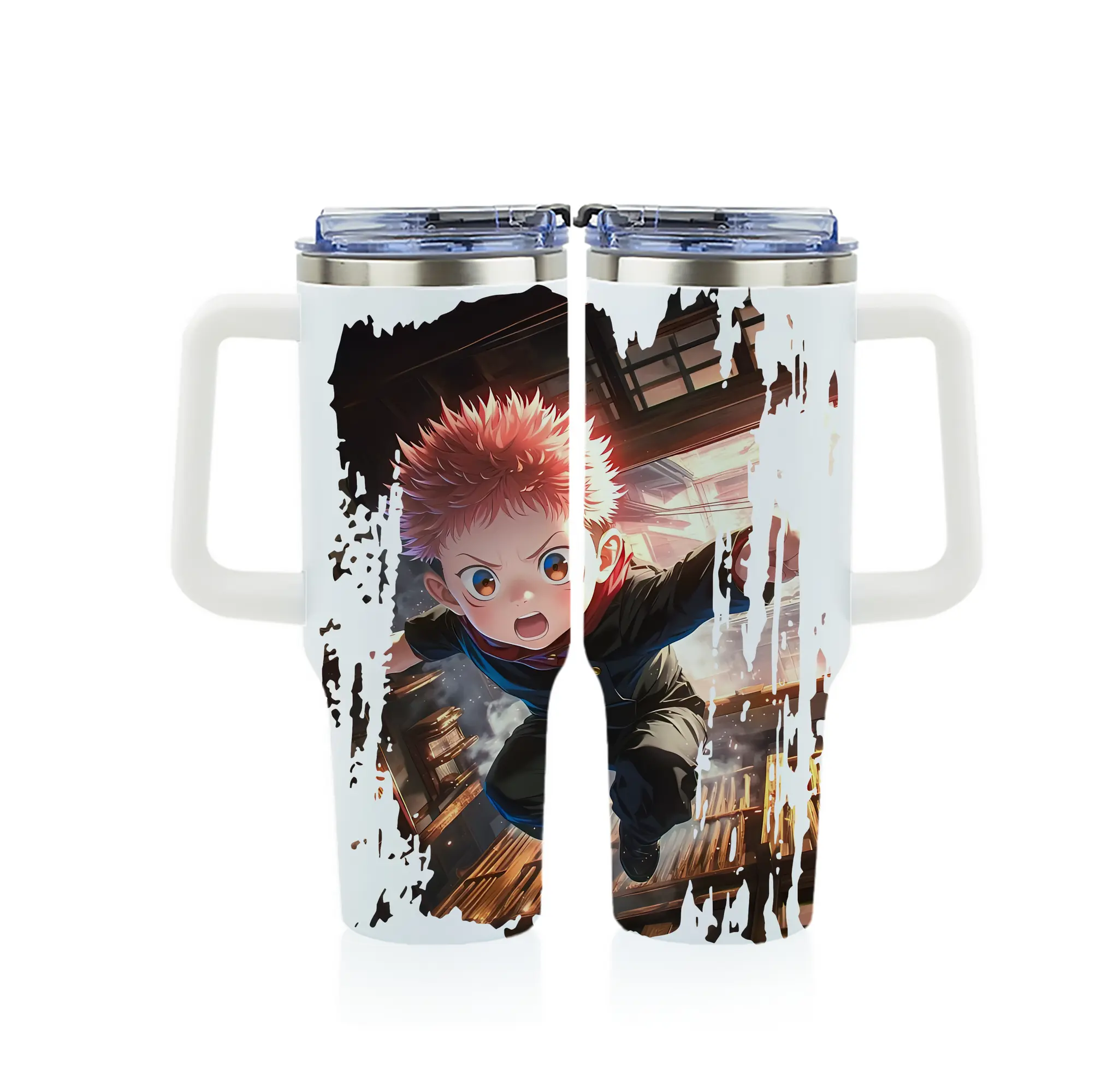 呪術廻戦 グッズ,虎杖 悠仁 - 1200mL フルプリント車用タンブラー ・ 304ステンレス 内側 ・ 201ステンレス 外側 ・ 保温 保冷 ・ 通勤 ドライブ アウトドア用
