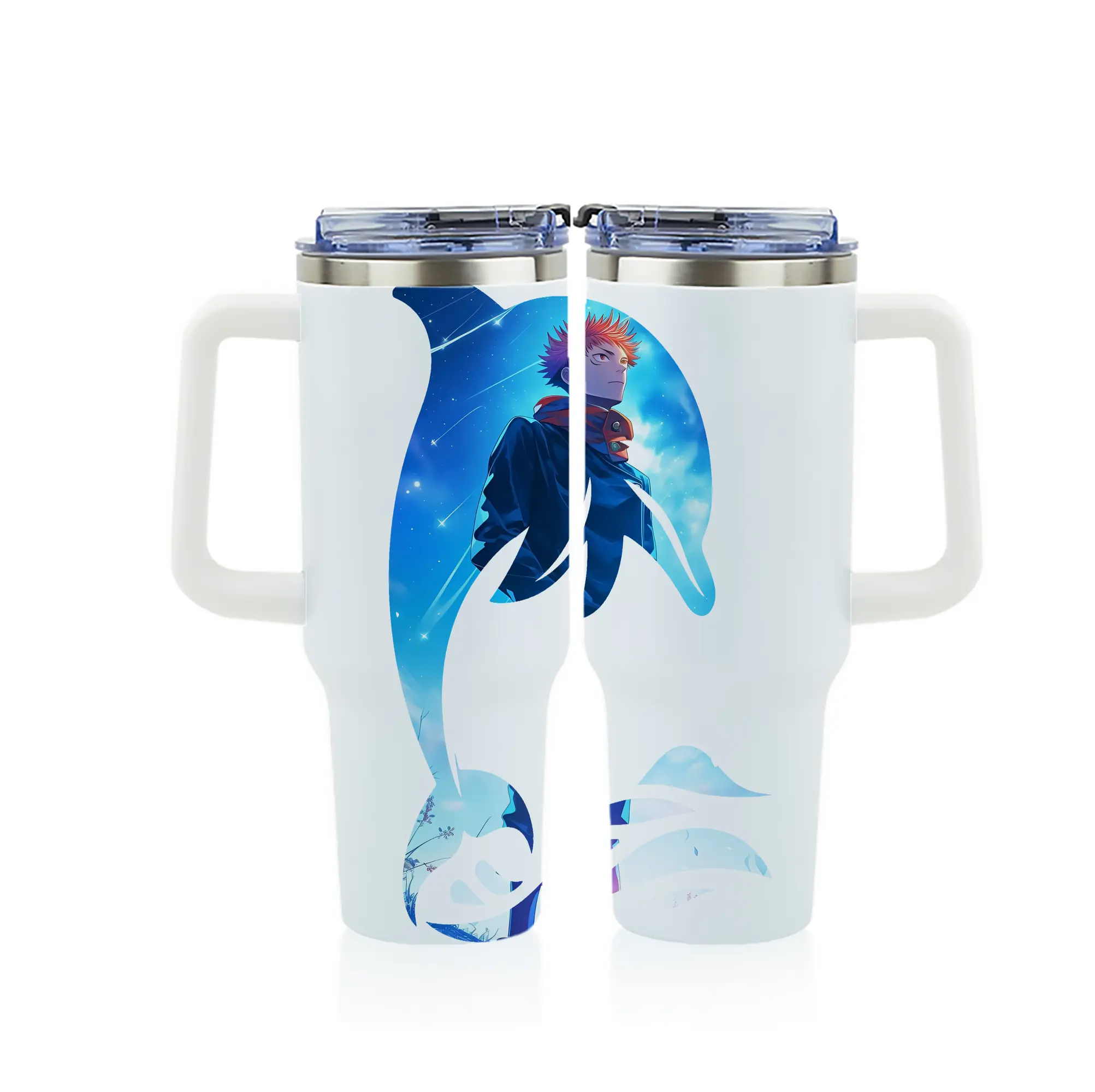 呪術廻戦 グッズ,虎杖 悠仁 - 1200mL フルプリント車用タンブラー ・ 304ステンレス 内側 ・ 201ステンレス 外側 ・ 保温 保冷 ・ 通勤 ドライブ アウトドア用