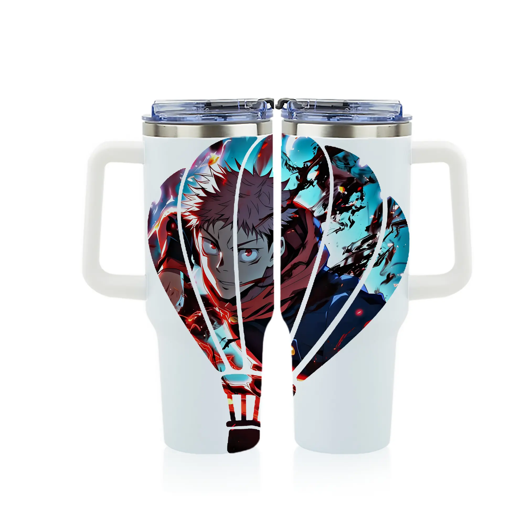 呪術廻戦 グッズ,虎杖 悠仁 - 1200mL フルプリント車用タンブラー ・ 304ステンレス 内側 ・ 201ステンレス 外側 ・ 保温 保冷 ・ 通勤 ドライブ アウトドア用