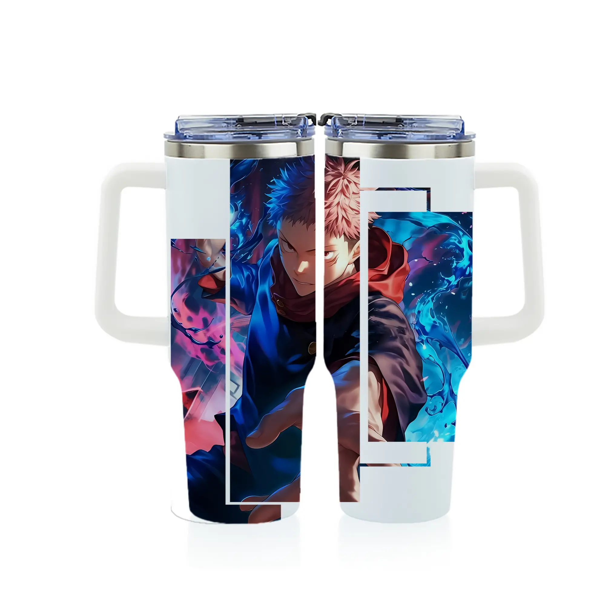 呪術廻戦 グッズ,虎杖 悠仁 - 1200mL フルプリント車用タンブラー ・ 304ステンレス 内側 ・ 201ステンレス 外側 ・ 保温 保冷 ・ 通勤 ドライブ アウトドア用