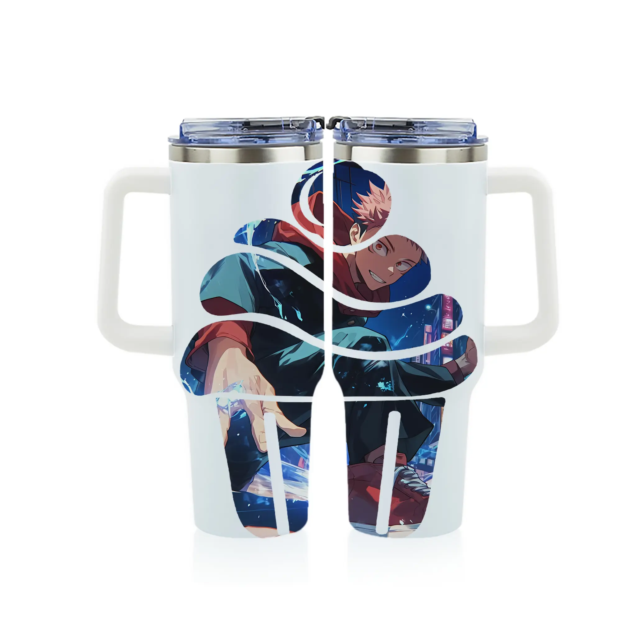 呪術廻戦 グッズ,虎杖 悠仁 - 1200mL フルプリント車用タンブラー ・ 304ステンレス 内側 ・ 201ステンレス 外側 ・ 保温 保冷 ・ 通勤 ドライブ アウトドア用