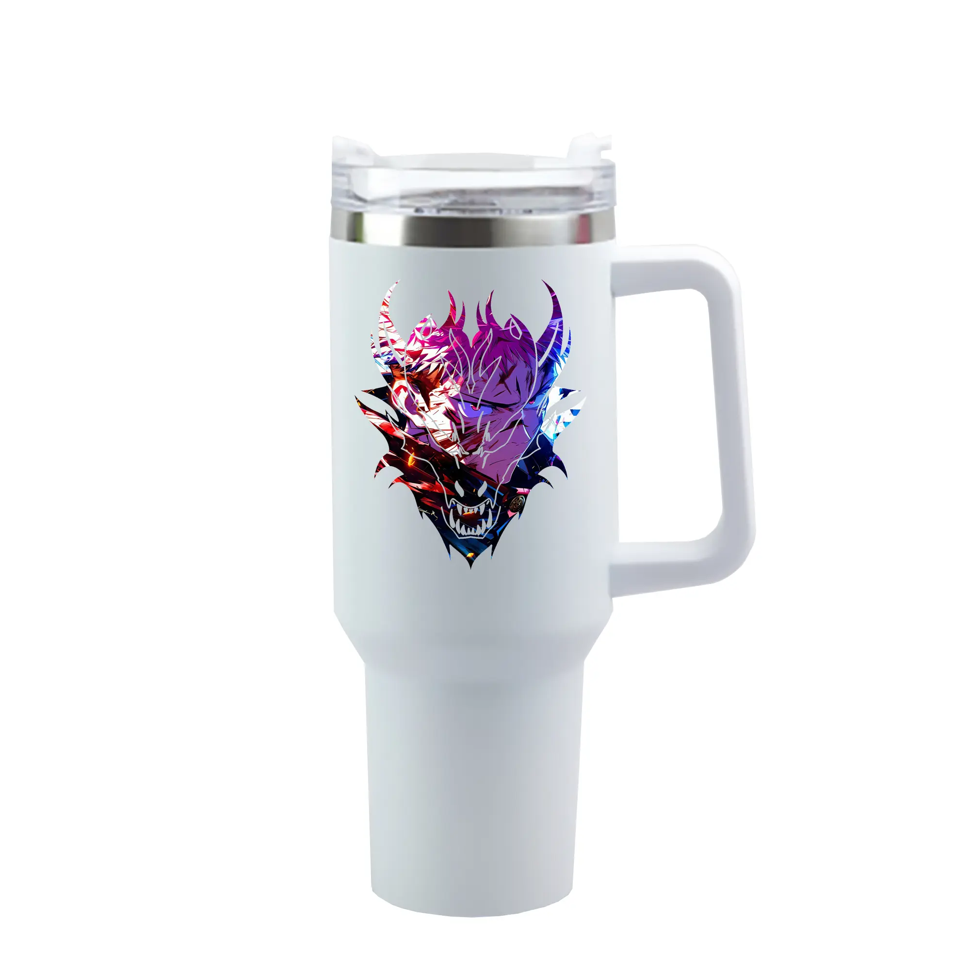 呪術廻戦 グッズ,虎杖 悠仁 - 1200mL 車用タンブラー ・ クリスタルステッカー ・ 304ステンレス 内側 ・ 201ステンレス 外側 ・ 保温 保冷 ・ ハンドル＆ストロー付き ・ 通勤 ドライブ アウトドア用
