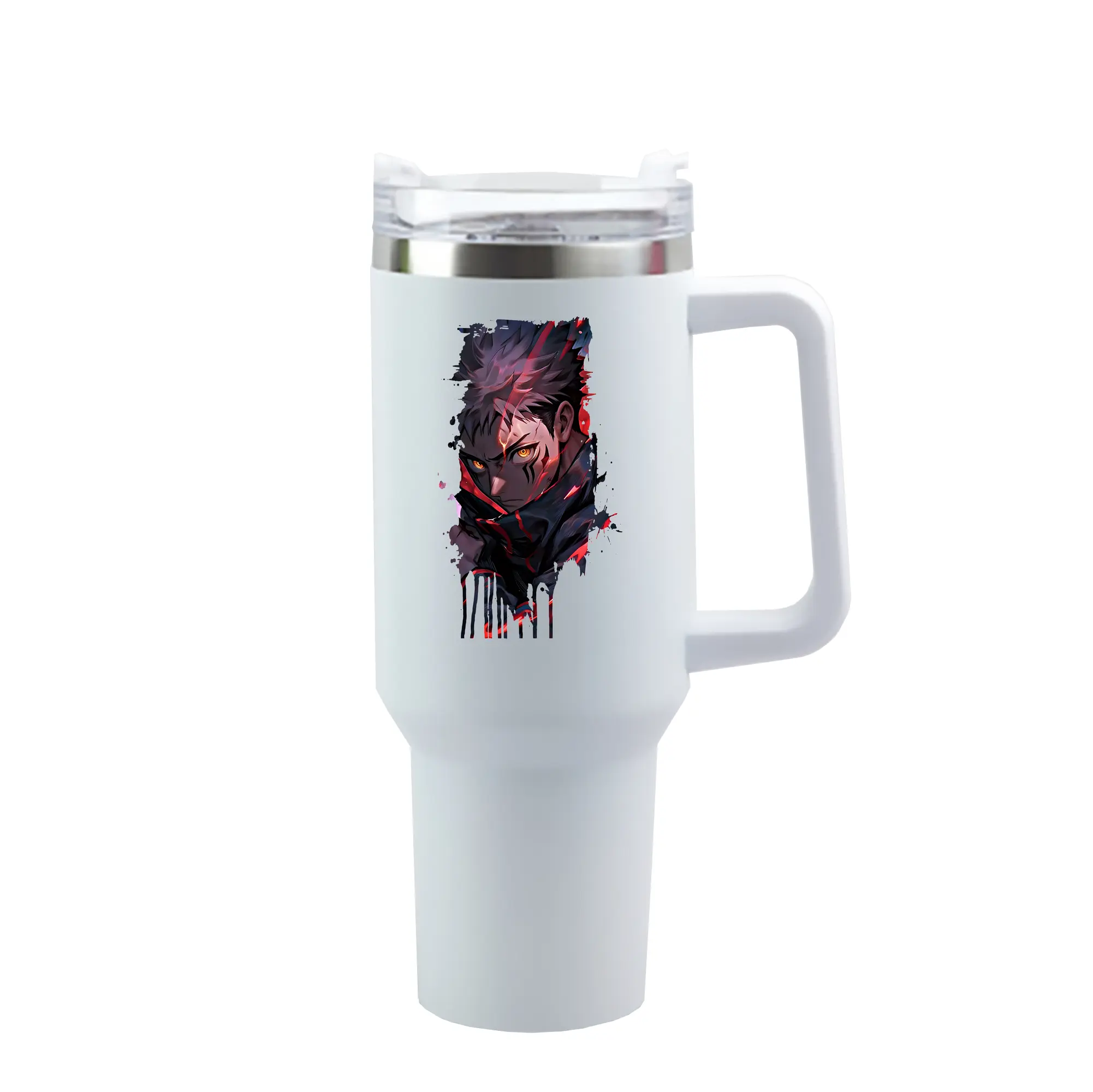 呪術廻戦 グッズ,虎杖 悠仁 - 1200mL 車用タンブラー ・ クリスタルステッカー ・ 304ステンレス 内側 ・ 201ステンレス 外側 ・ 保温 保冷 ・ ハンドル＆ストロー付き ・ 通勤 ドライブ アウトドア用