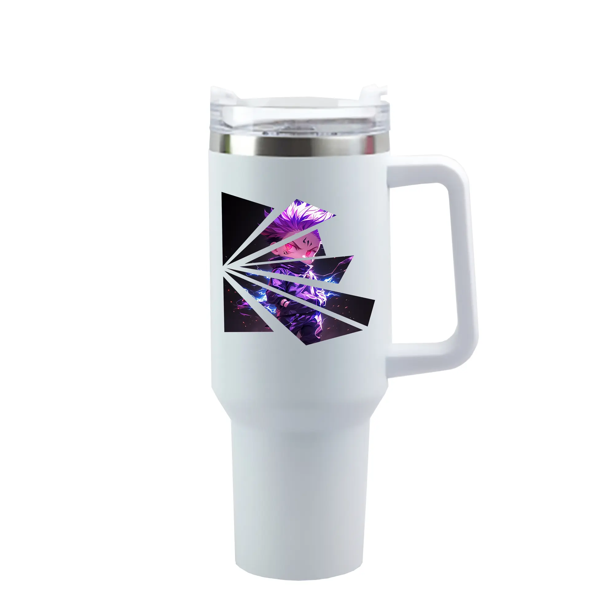 呪術廻戦 グッズ,虎杖 悠仁 - 1200mL 車用タンブラー ・ クリスタルステッカー ・ 304ステンレス 内側 ・ 201ステンレス 外側 ・ 保温 保冷 ・ ハンドル＆ストロー付き ・ 通勤 ドライブ アウトドア用