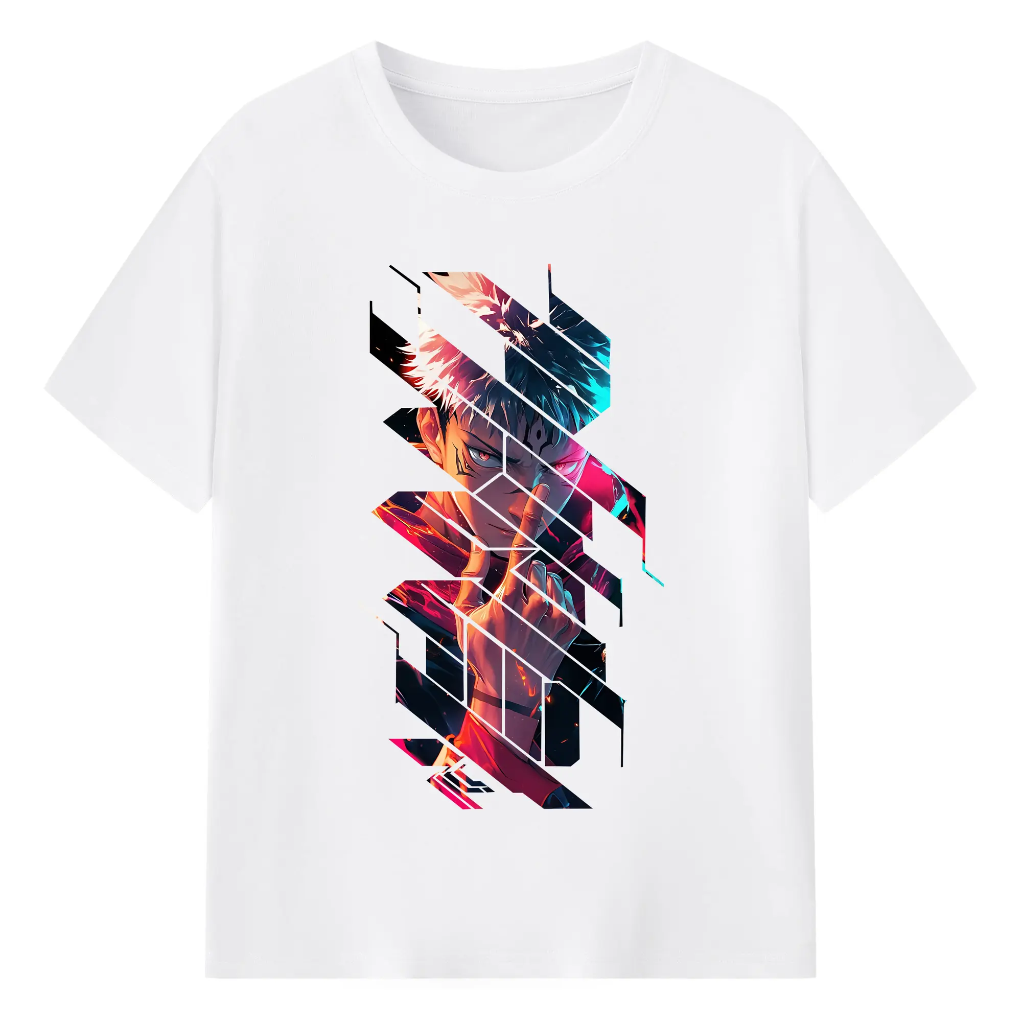 呪術廻戦 グッズ,虎杖 悠仁 - 綿100％ 半袖Tシャツ ・ フロントプリント ・ 快適 通気性 ・ 日常使い 散歩 スポーツ用