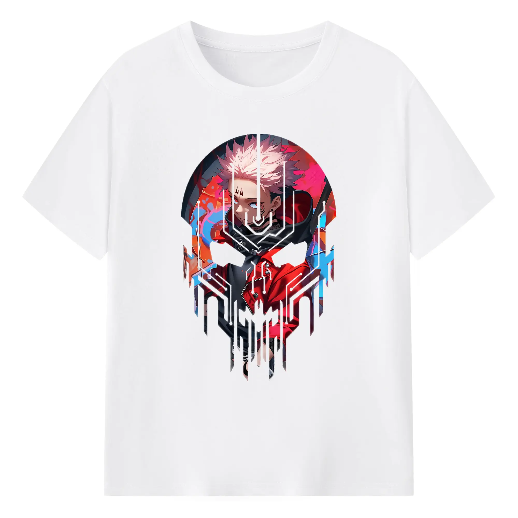 呪術廻戦 グッズ,虎杖 悠仁 - 綿100％ 半袖Tシャツ ・ フロントプリント ・ 快適 通気性 ・ 日常使い 散歩 スポーツ用