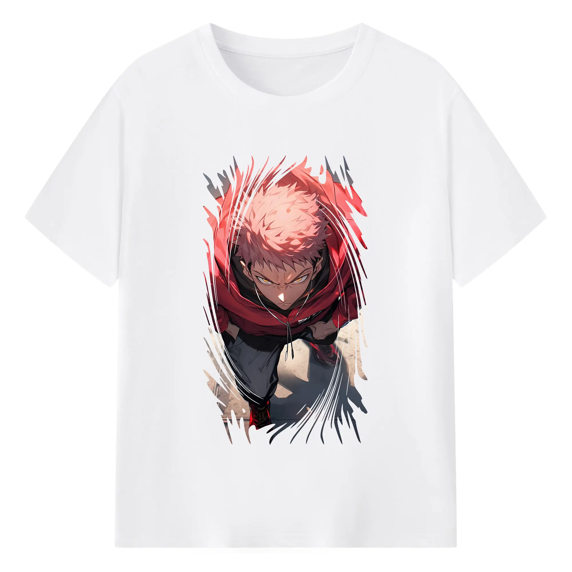 呪術廻戦 グッズ,虎杖 悠仁 - 綿100％ 半袖Tシャツ ・ フロントプリント ・ 快適 通気性 ・ 日常使い 散歩 スポーツ用