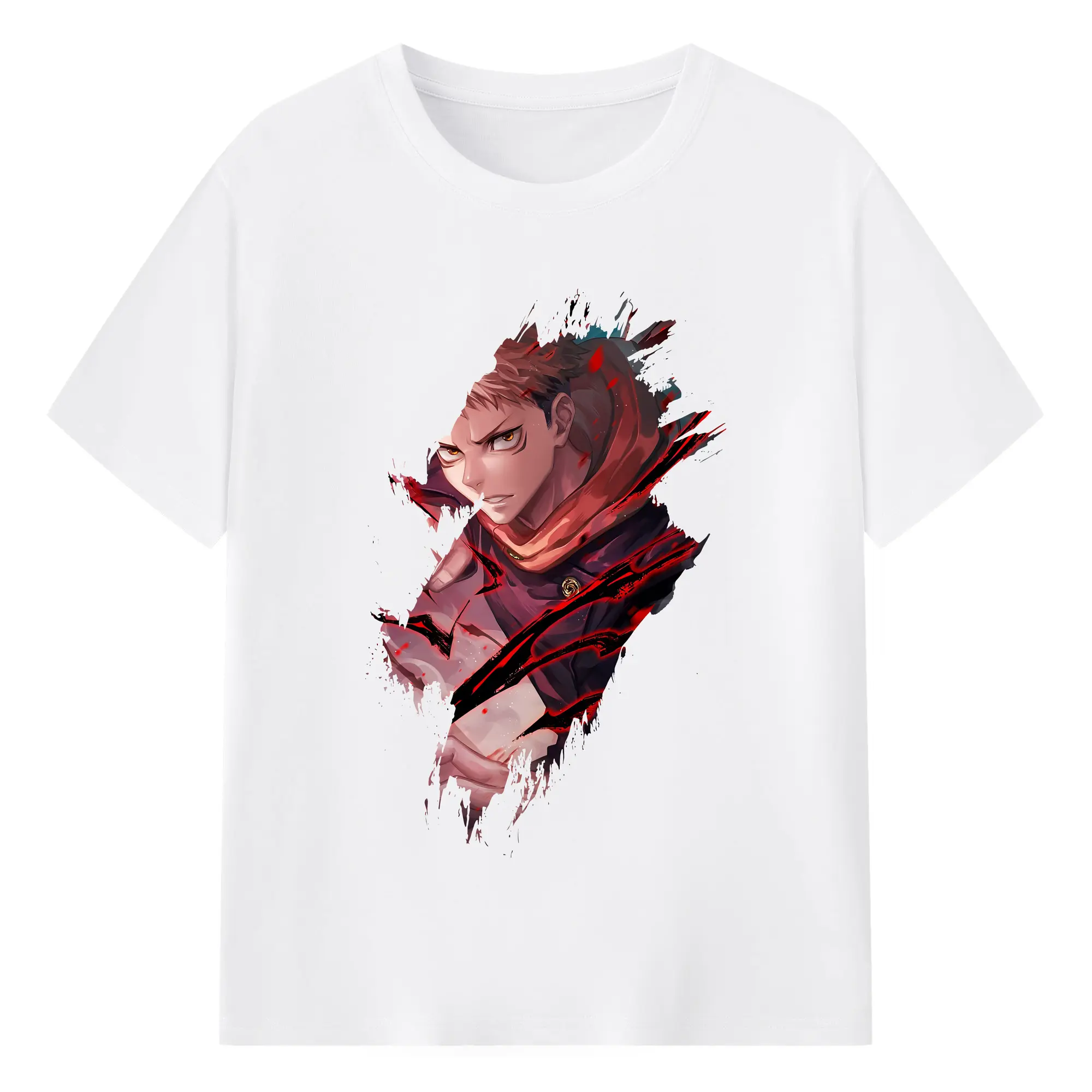 呪術廻戦 グッズ,虎杖 悠仁 - 綿100％ 半袖Tシャツ ・ フロントプリント ・ 快適 通気性 ・ 日常使い 散歩 スポーツ用