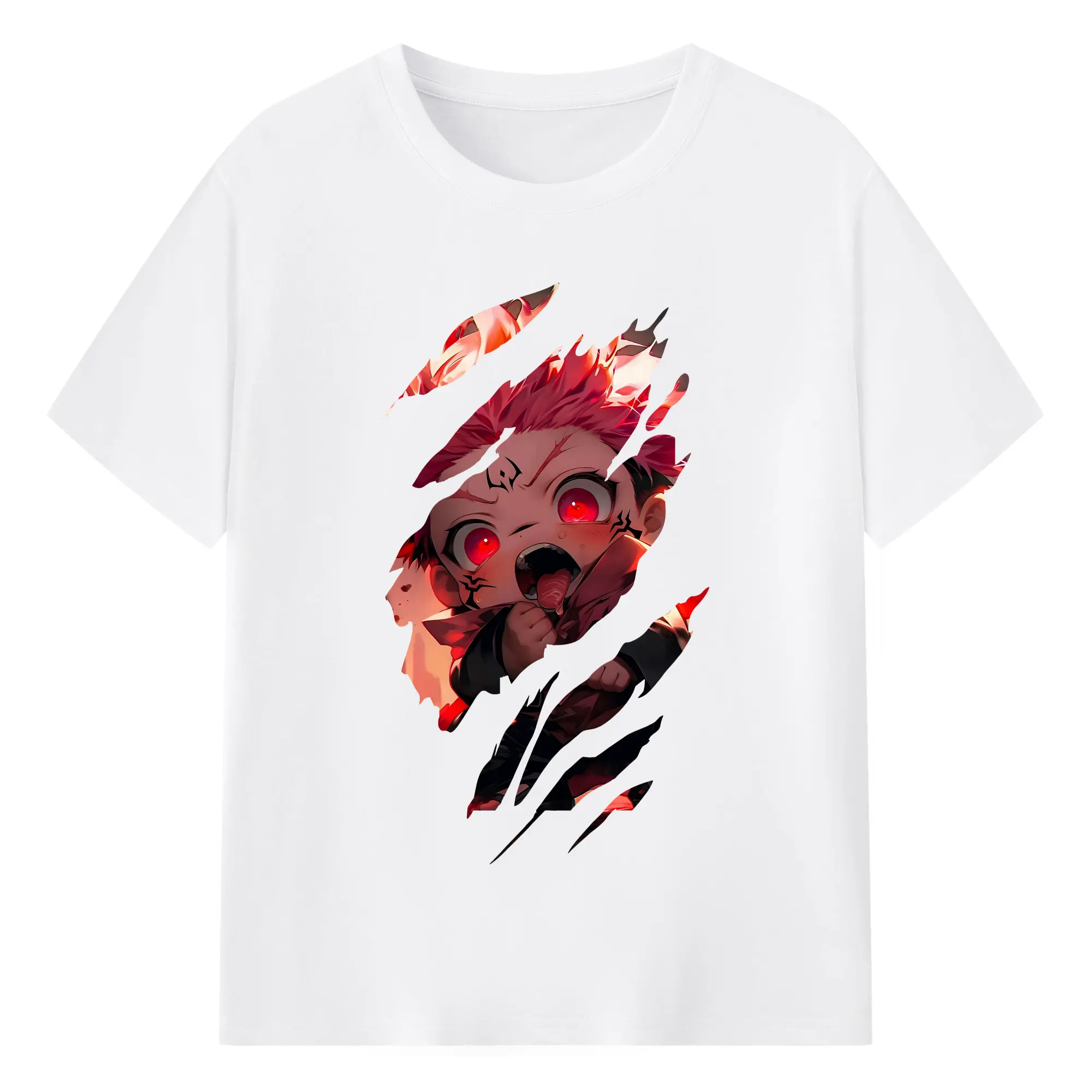 呪術廻戦 グッズ,虎杖 悠仁 - 綿100％ 半袖Tシャツ ・ フロントプリント ・ 快適 通気性 ・ 日常使い 散歩 スポーツ用