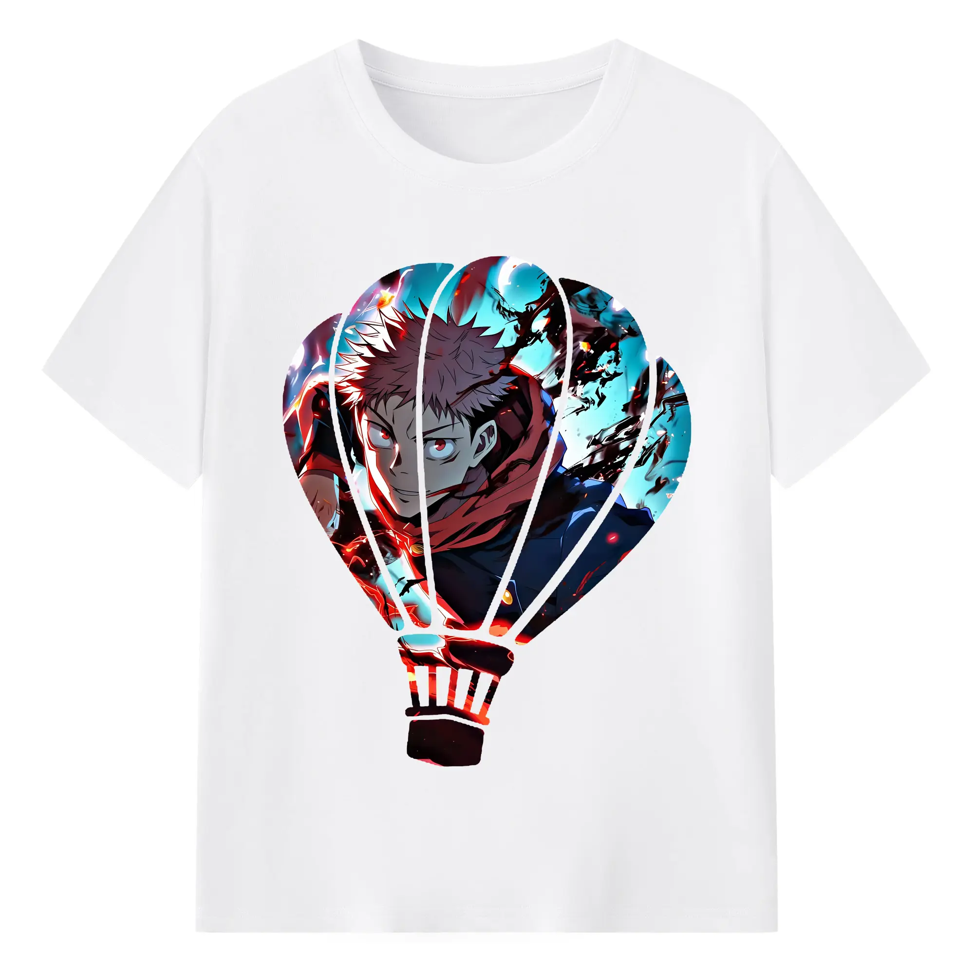 呪術廻戦 グッズ,虎杖 悠仁 - 綿100％ 半袖Tシャツ ・ フロントプリント ・ 快適 通気性 ・ 日常使い 散歩 スポーツ用