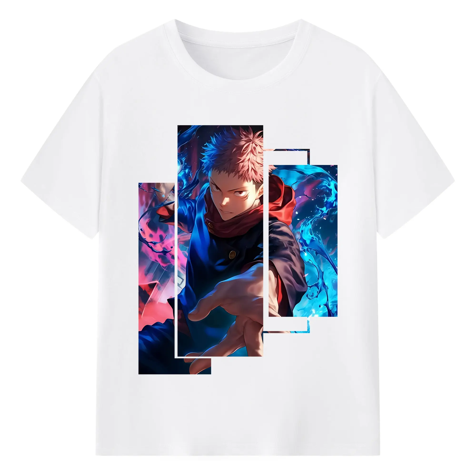 呪術廻戦 グッズ,虎杖 悠仁 - 綿100％ 半袖Tシャツ ・ フロントプリント ・ 快適 通気性 ・ 日常使い 散歩 スポーツ用