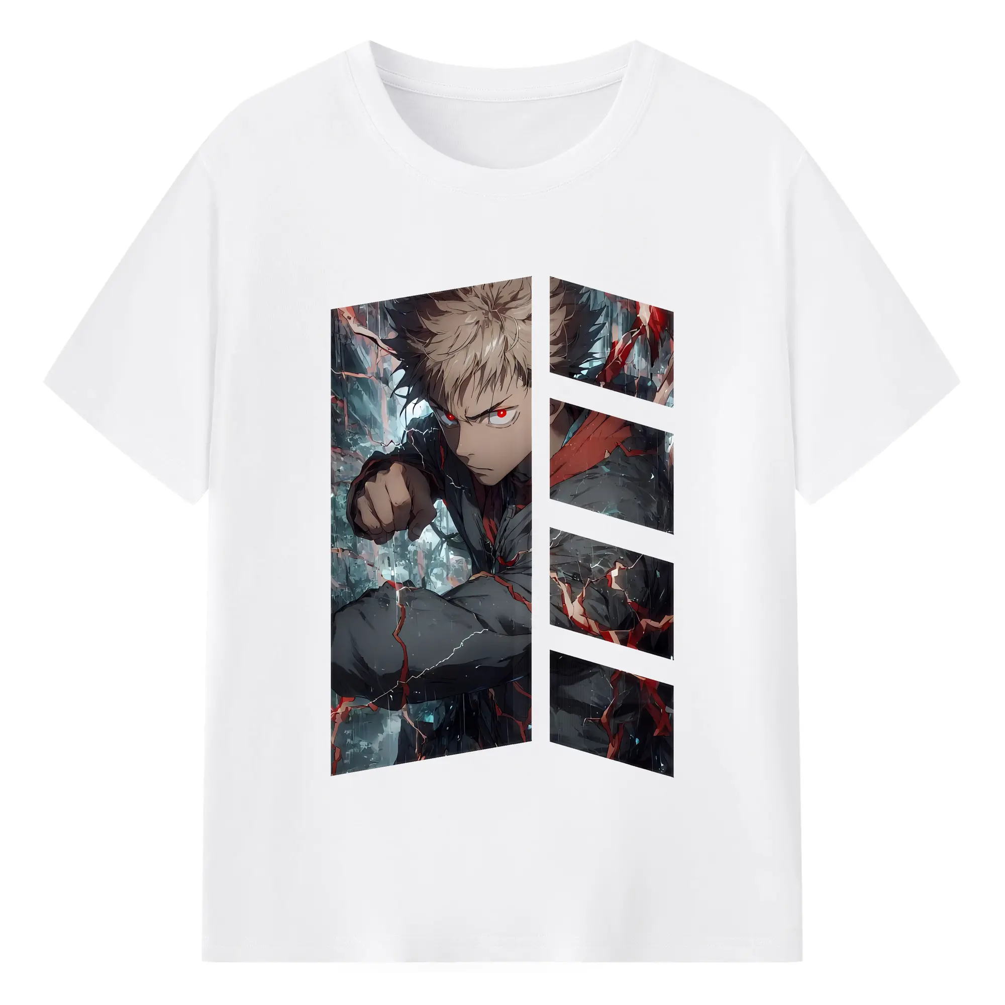 呪術廻戦 グッズ,虎杖 悠仁 - 綿100％ 半袖Tシャツ ・ フロントプリント ・ 快適 通気性 ・ 日常使い 散歩 スポーツ用