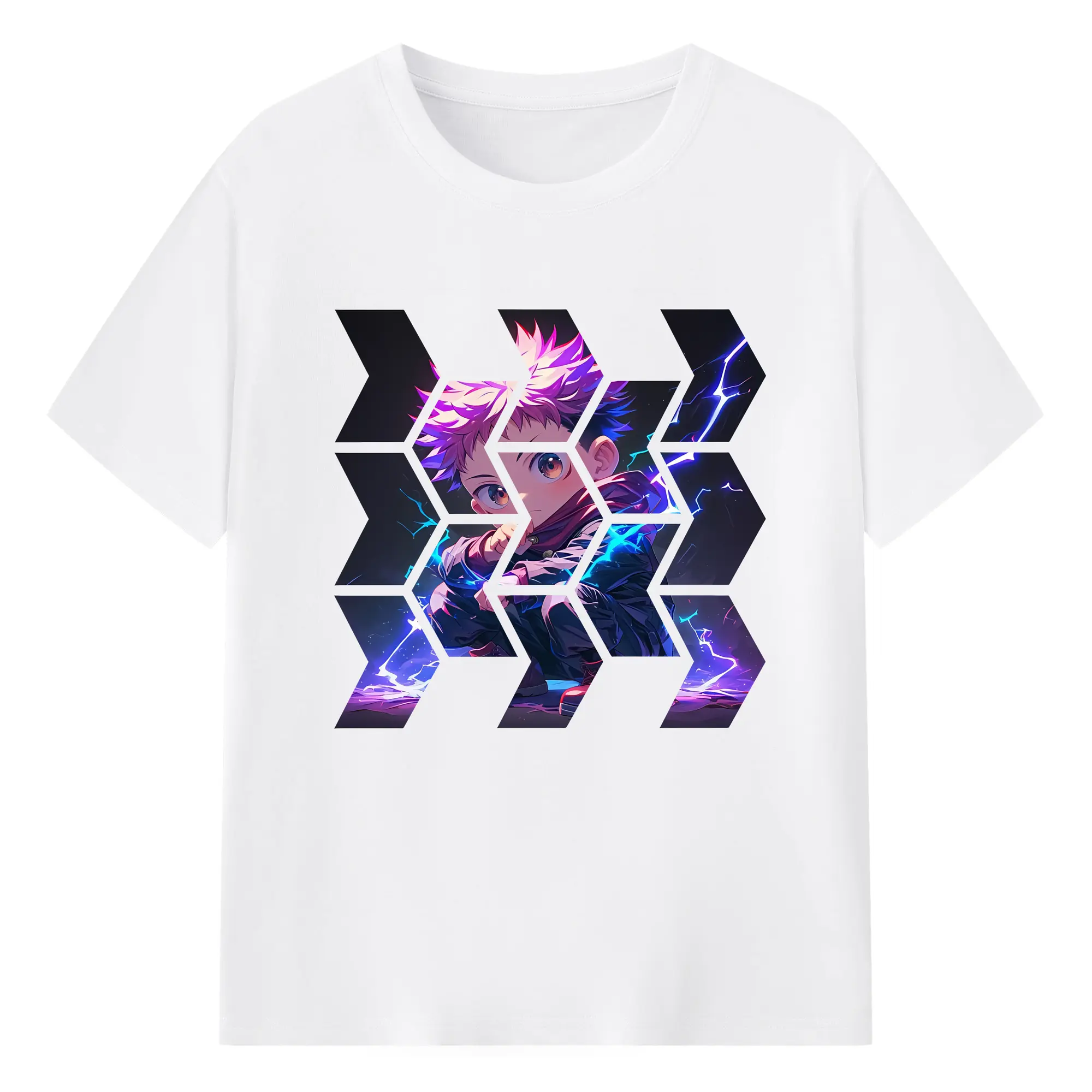 呪術廻戦 グッズ,虎杖 悠仁 - 綿100％ 半袖Tシャツ ・ フロントプリント ・ 快適 通気性 ・ 日常使い 散歩 スポーツ用