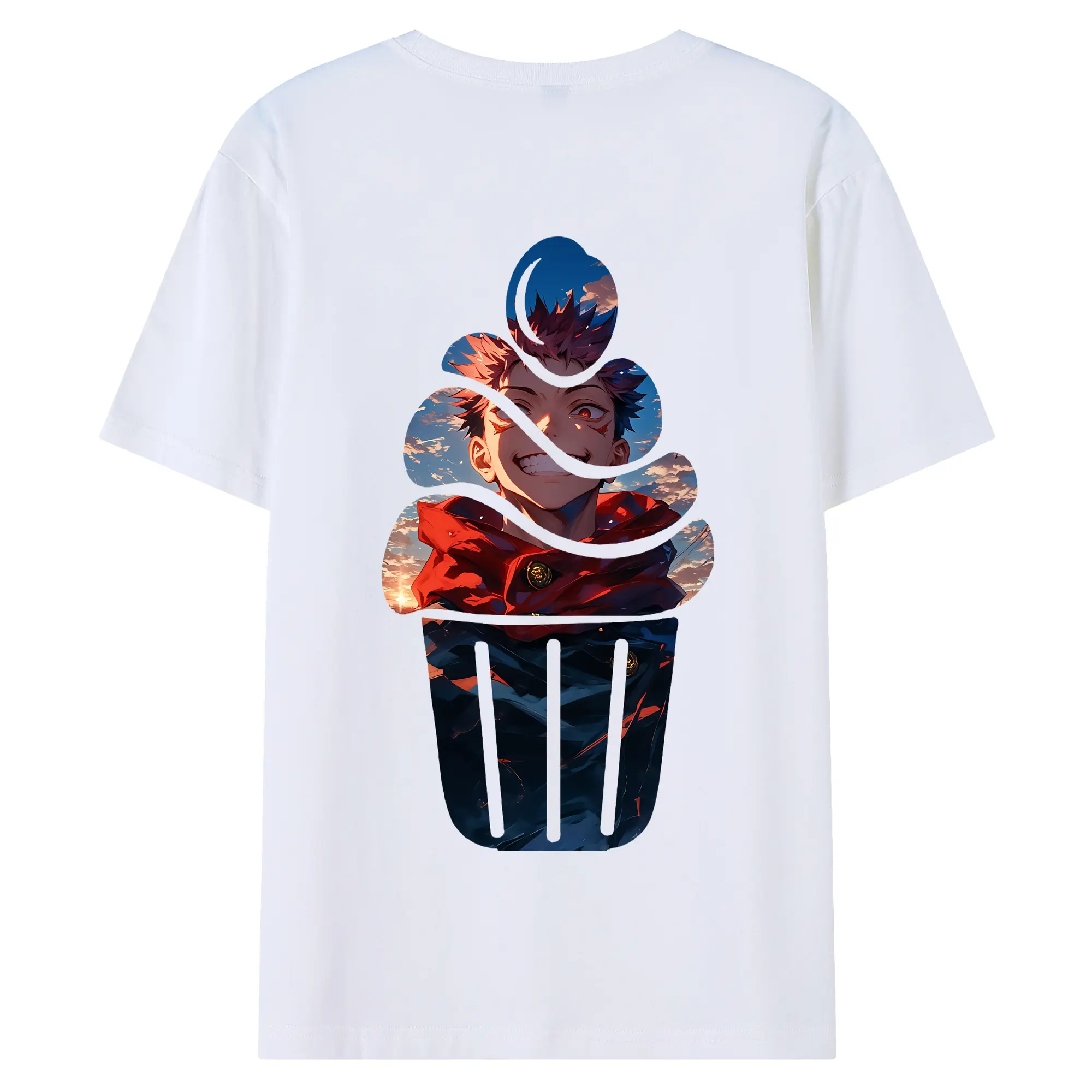 呪術廻戦 グッズ,虎杖 悠仁 - 綿100％ 半袖Tシャツ ・ バックプリント ・ 快適 通気性 ・ 日常使い 散歩 スポーツ用