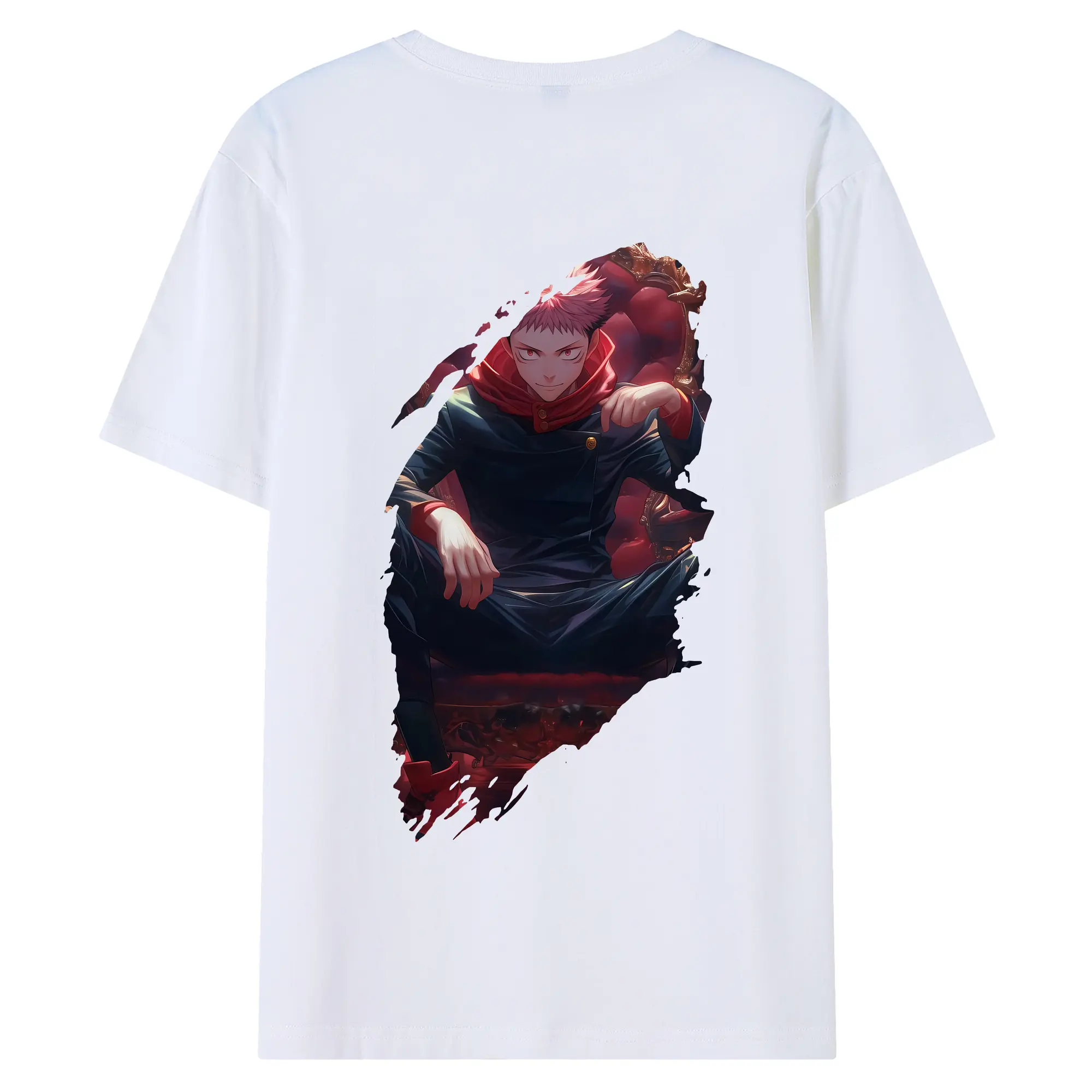 呪術廻戦 グッズ,虎杖 悠仁 - 綿100％ 半袖Tシャツ ・ バックプリント ・ 快適 通気性 ・ 日常使い 散歩 スポーツ用