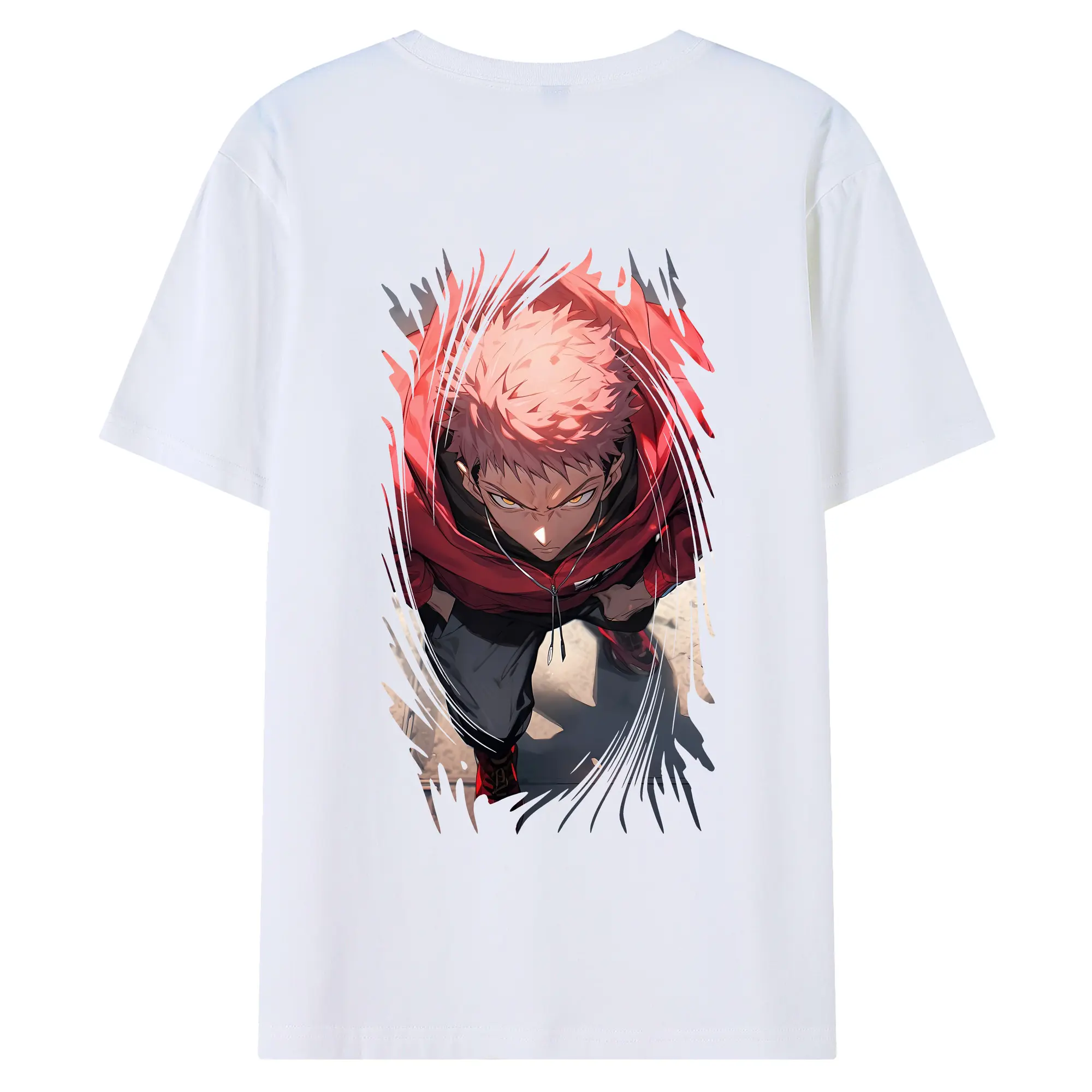 呪術廻戦 グッズ,虎杖 悠仁 - 綿100％ 半袖Tシャツ ・ バックプリント ・ 快適 通気性 ・ 日常使い 散歩 スポーツ用