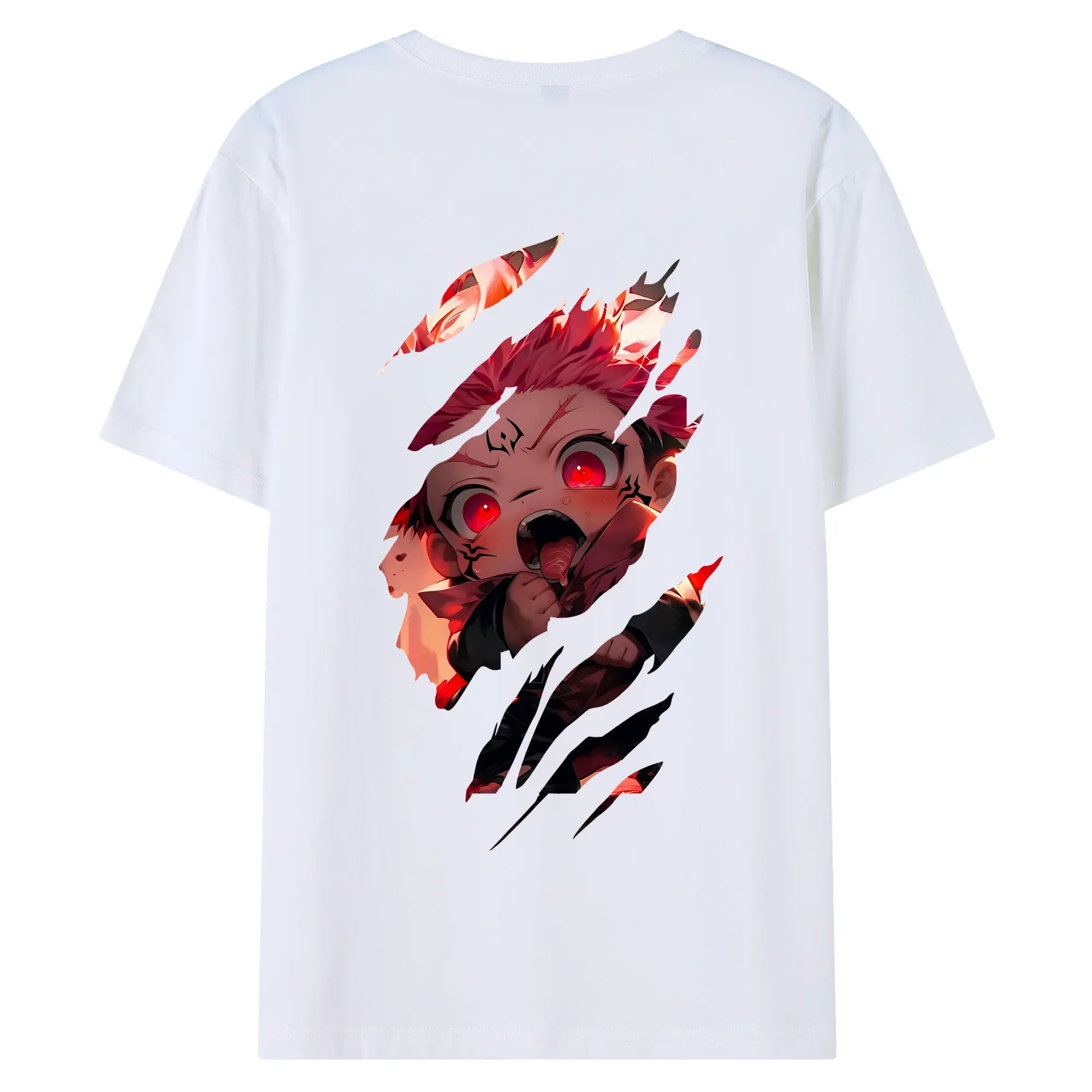 呪術廻戦 グッズ,虎杖 悠仁 - 綿100％ 半袖Tシャツ ・ バックプリント ・ 快適 通気性 ・ 日常使い 散歩 スポーツ用