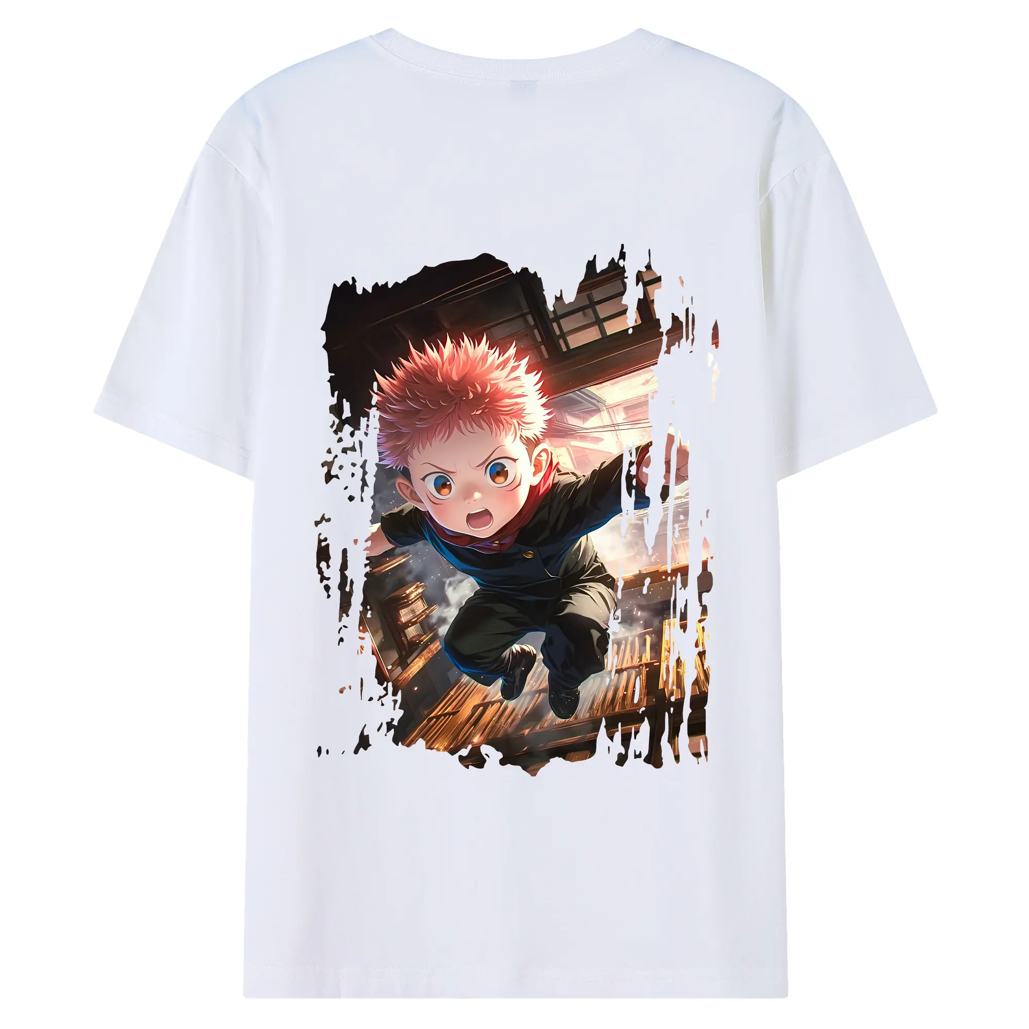 呪術廻戦 グッズ,虎杖 悠仁 - 綿100％ 半袖Tシャツ ・ バックプリント ・ 快適 通気性 ・ 日常使い 散歩 スポーツ用