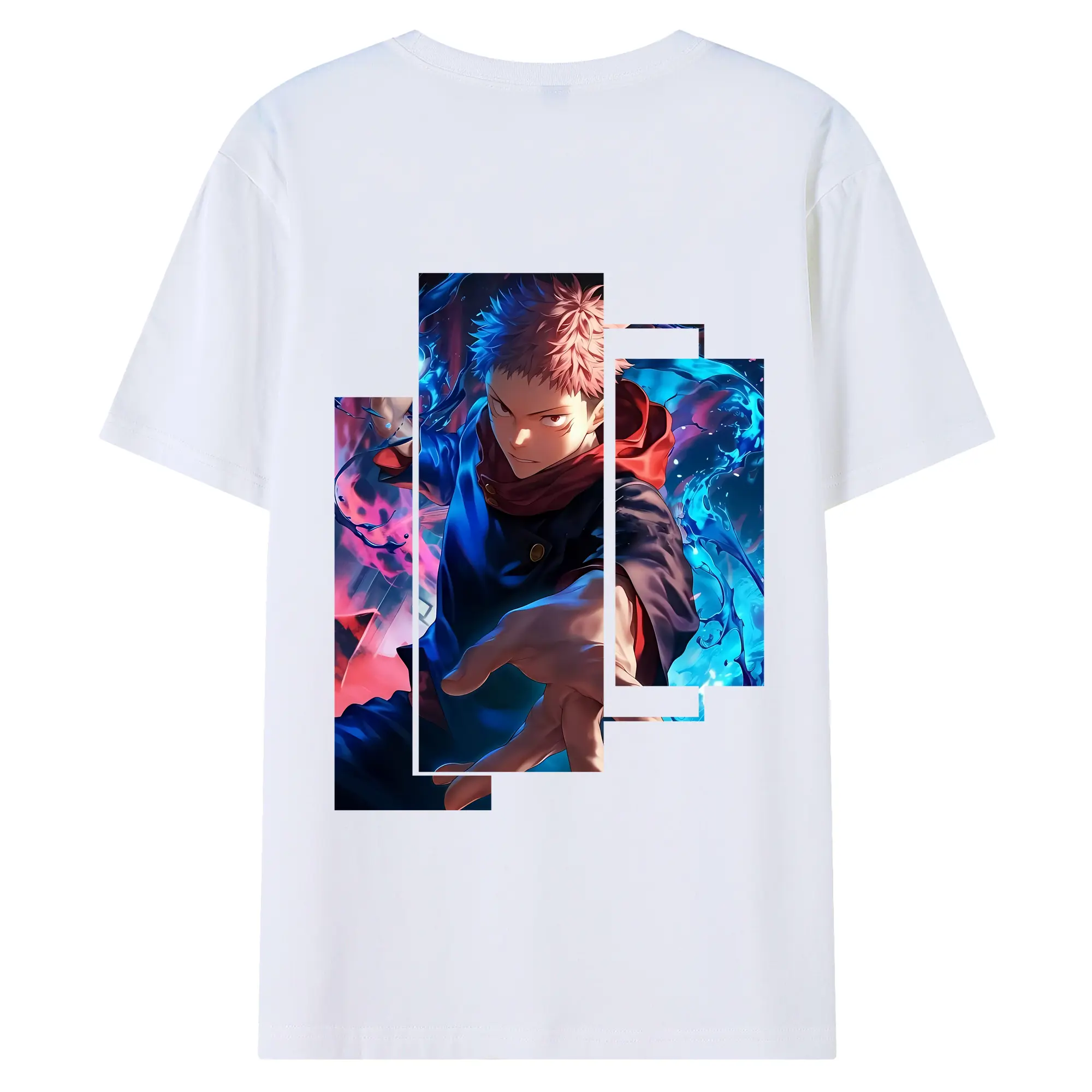 呪術廻戦 グッズ,虎杖 悠仁 - 綿100％ 半袖Tシャツ ・ バックプリント ・ 快適 通気性 ・ 日常使い 散歩 スポーツ用