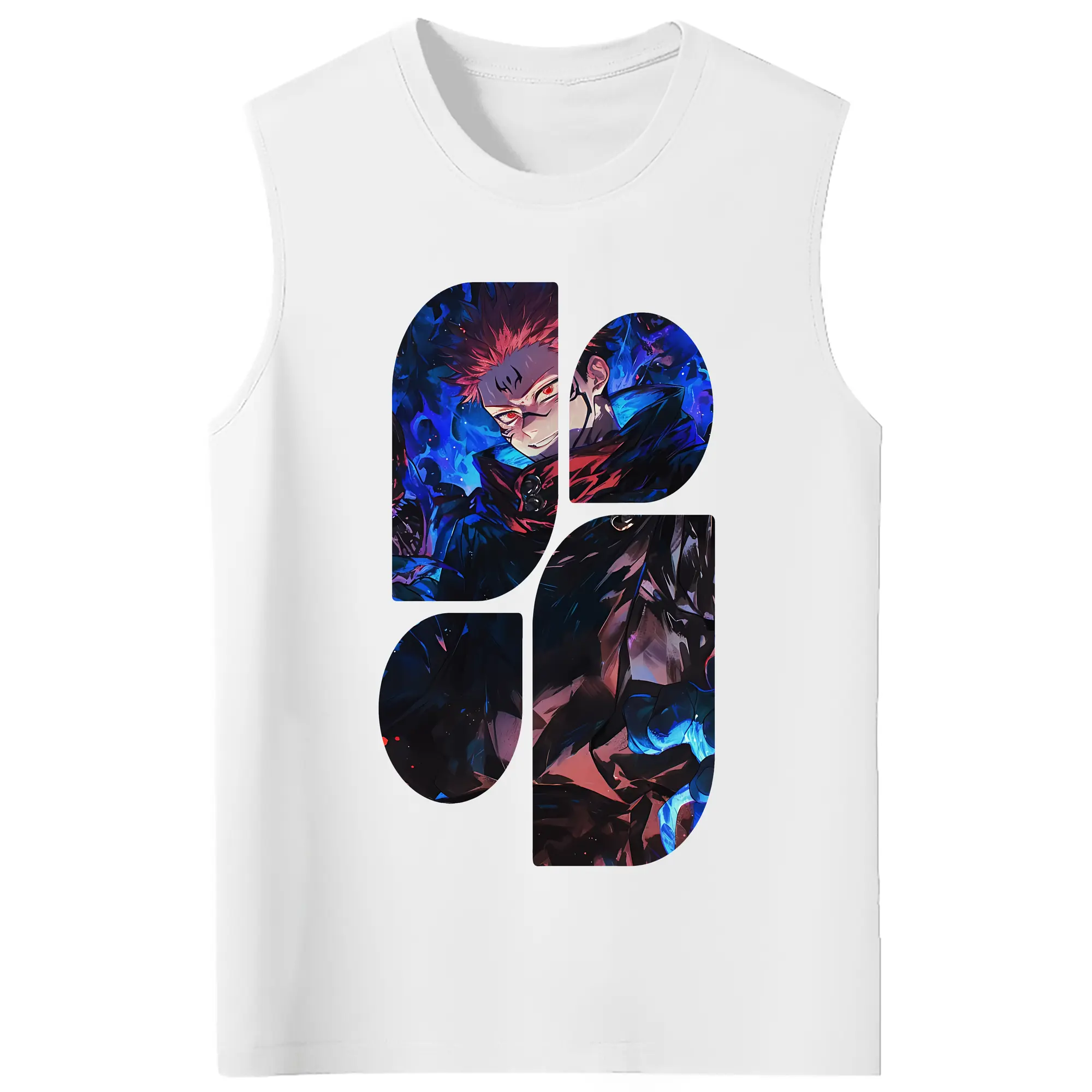 呪術廻戦 グッズ,虎杖 悠仁 - コットン100％ タンクトップ ・ フロントプリント ・ タイトフィット ・ 快適 通気性 ・ スポーツ カジュアル 散歩用