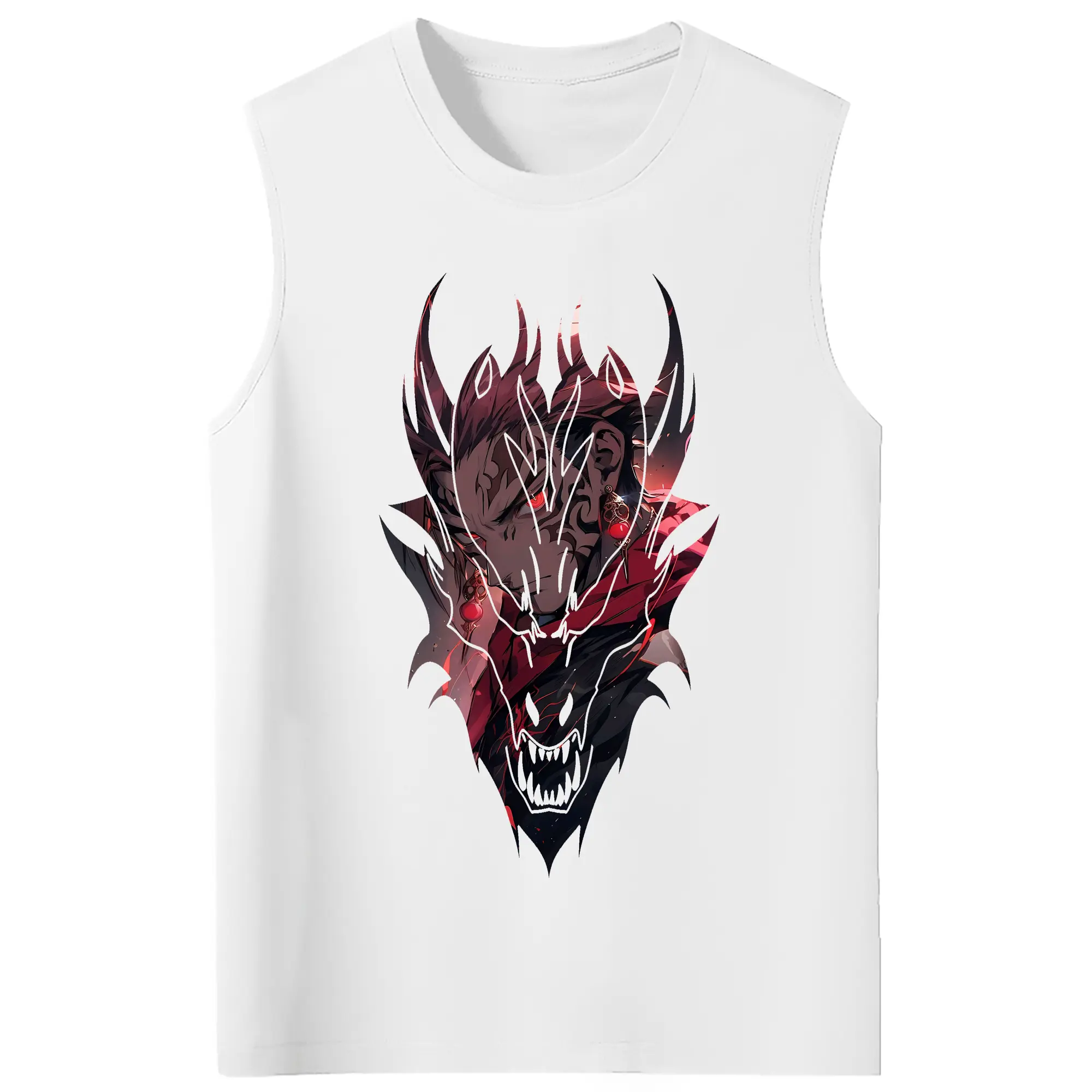 呪術廻戦 グッズ,虎杖 悠仁 - コットン100％ タンクトップ ・ フロントプリント ・ タイトフィット ・ 快適 通気性 ・ スポーツ カジュアル 散歩用