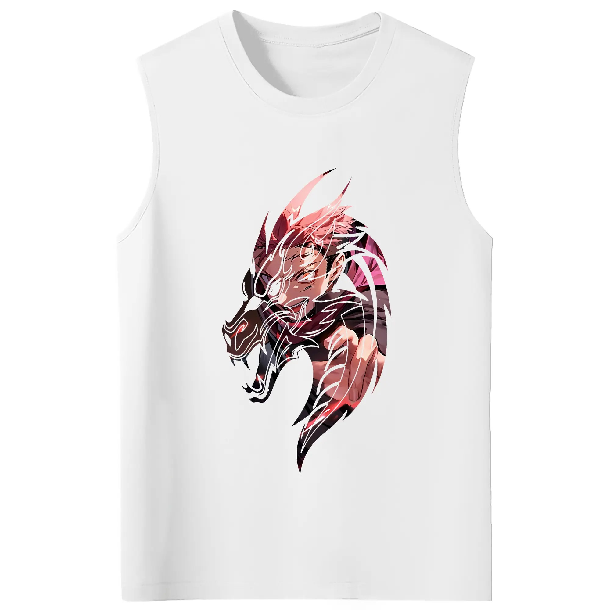 呪術廻戦 グッズ,虎杖 悠仁 - コットン100％ タンクトップ ・ フロントプリント ・ タイトフィット ・ 快適 通気性 ・ スポーツ カジュアル 散歩用