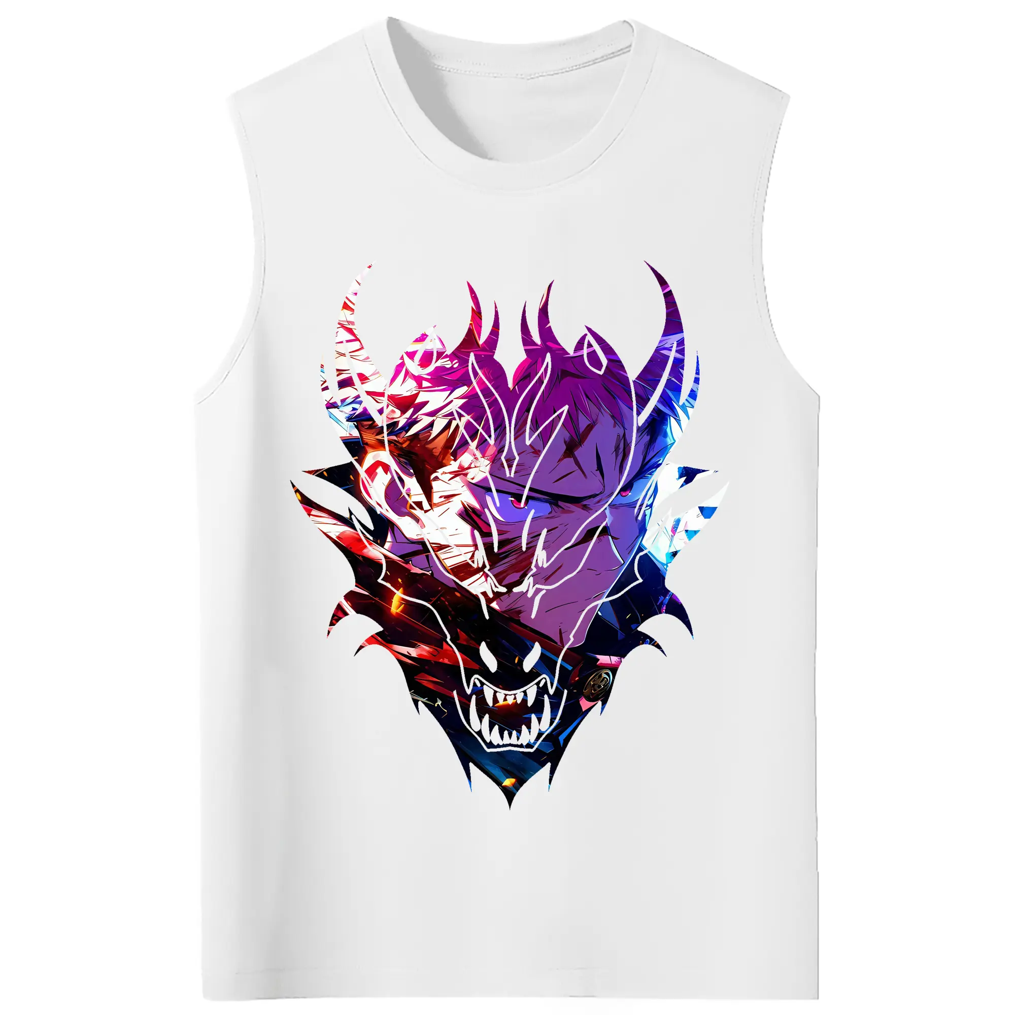 呪術廻戦 グッズ,虎杖 悠仁 - コットン100％ タンクトップ ・ フロントプリント ・ タイトフィット ・ 快適 通気性 ・ スポーツ カジュアル 散歩用