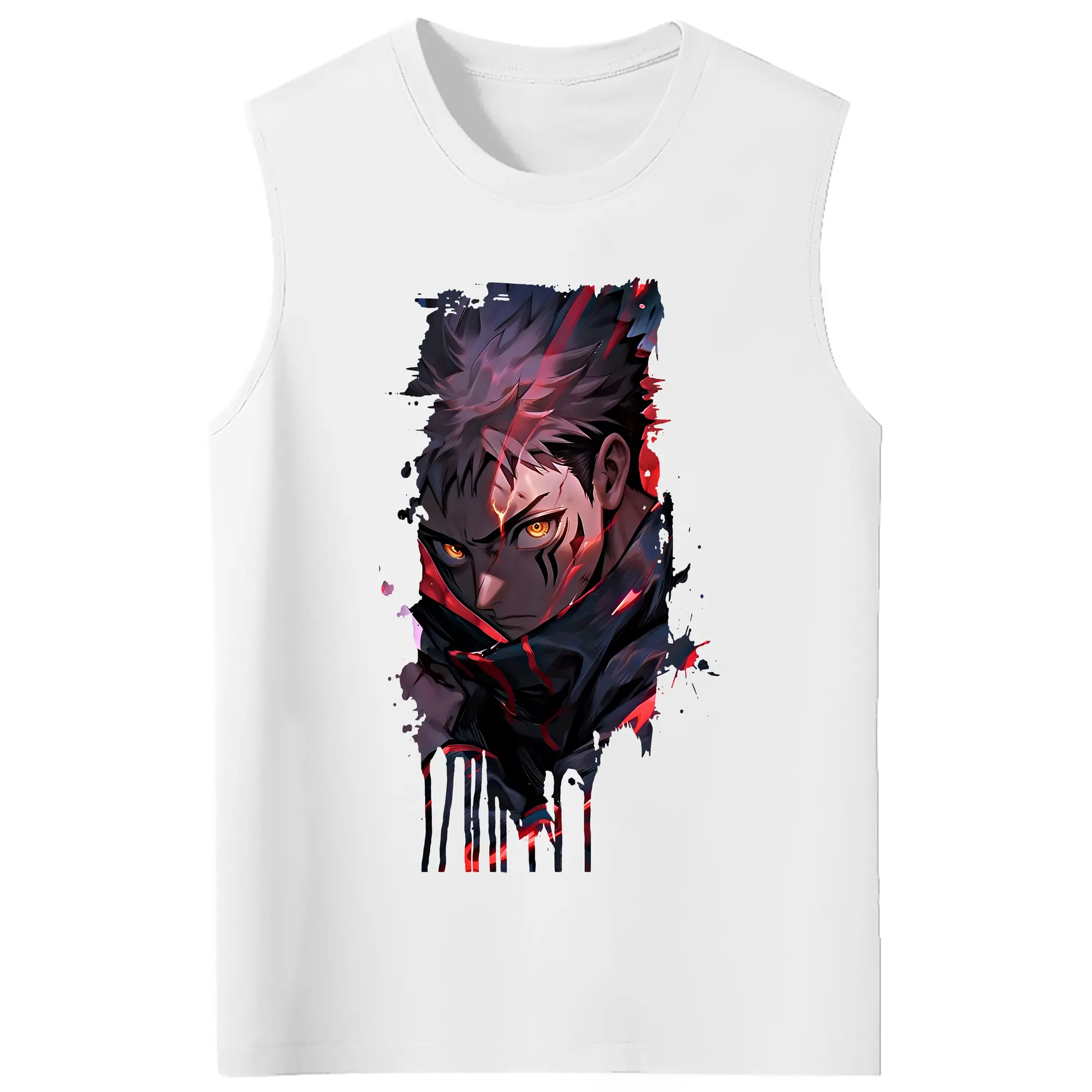 呪術廻戦 グッズ,虎杖 悠仁 - コットン100％ タンクトップ ・ フロントプリント ・ タイトフィット ・ 快適 通気性 ・ スポーツ カジュアル 散歩用