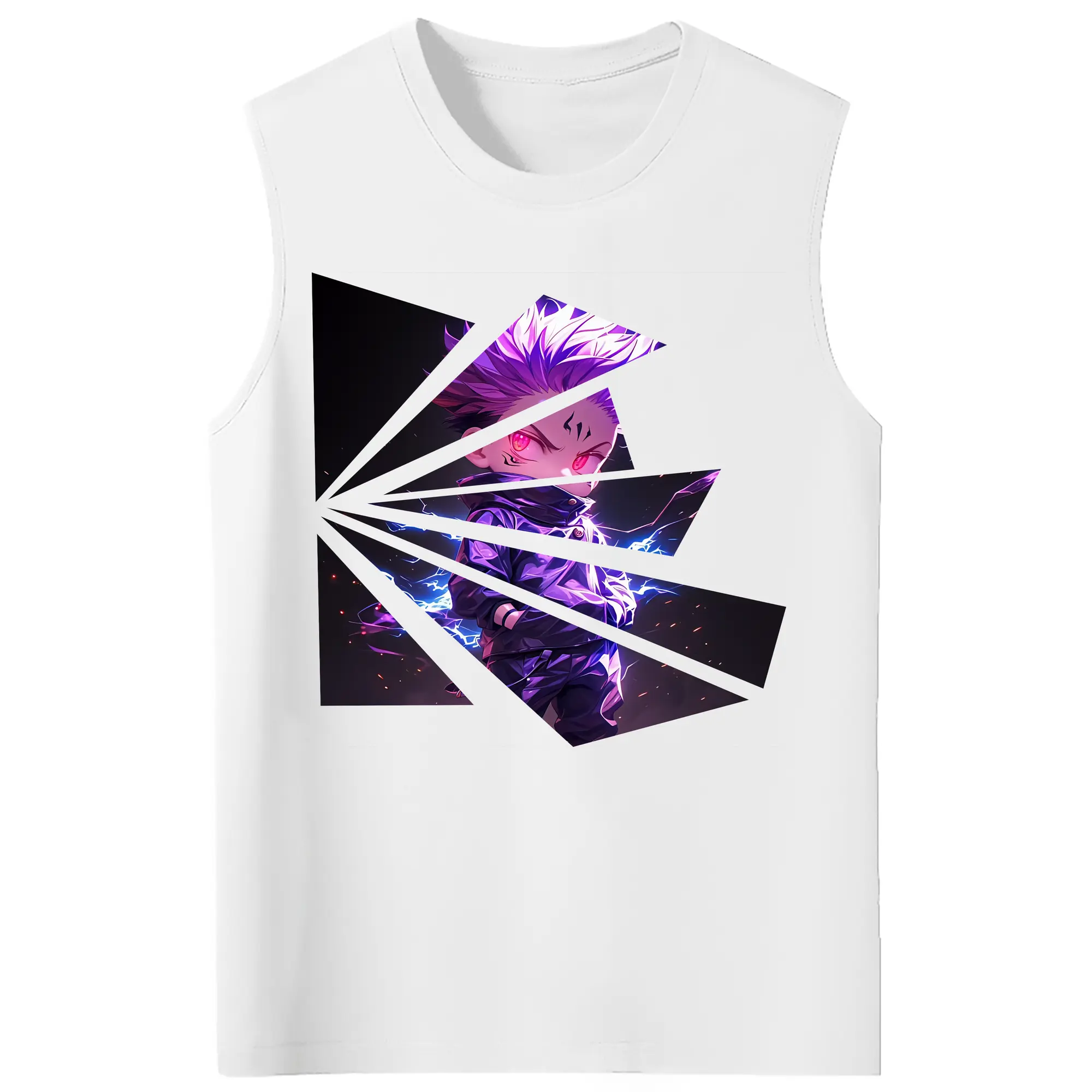 呪術廻戦 グッズ,虎杖 悠仁 - コットン100％ タンクトップ ・ フロントプリント ・ タイトフィット ・ 快適 通気性 ・ スポーツ カジュアル 散歩用