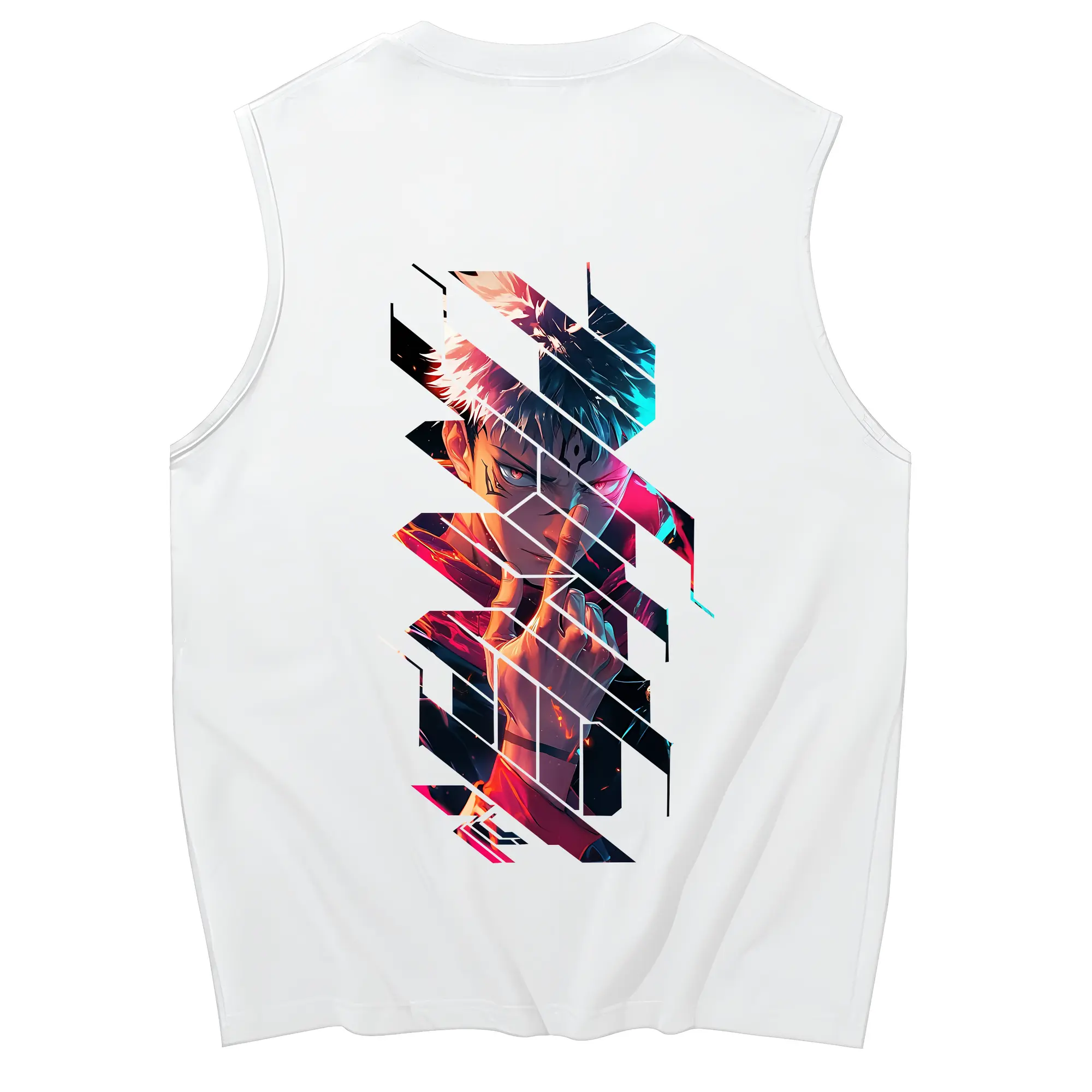 呪術廻戦 グッズ,虎杖 悠仁 - コットン100％ タンクトップ ・ 背面プリント ・ タイトシルエット ・ 快適 通気性 ・ スポーツ カジュアル 散歩用