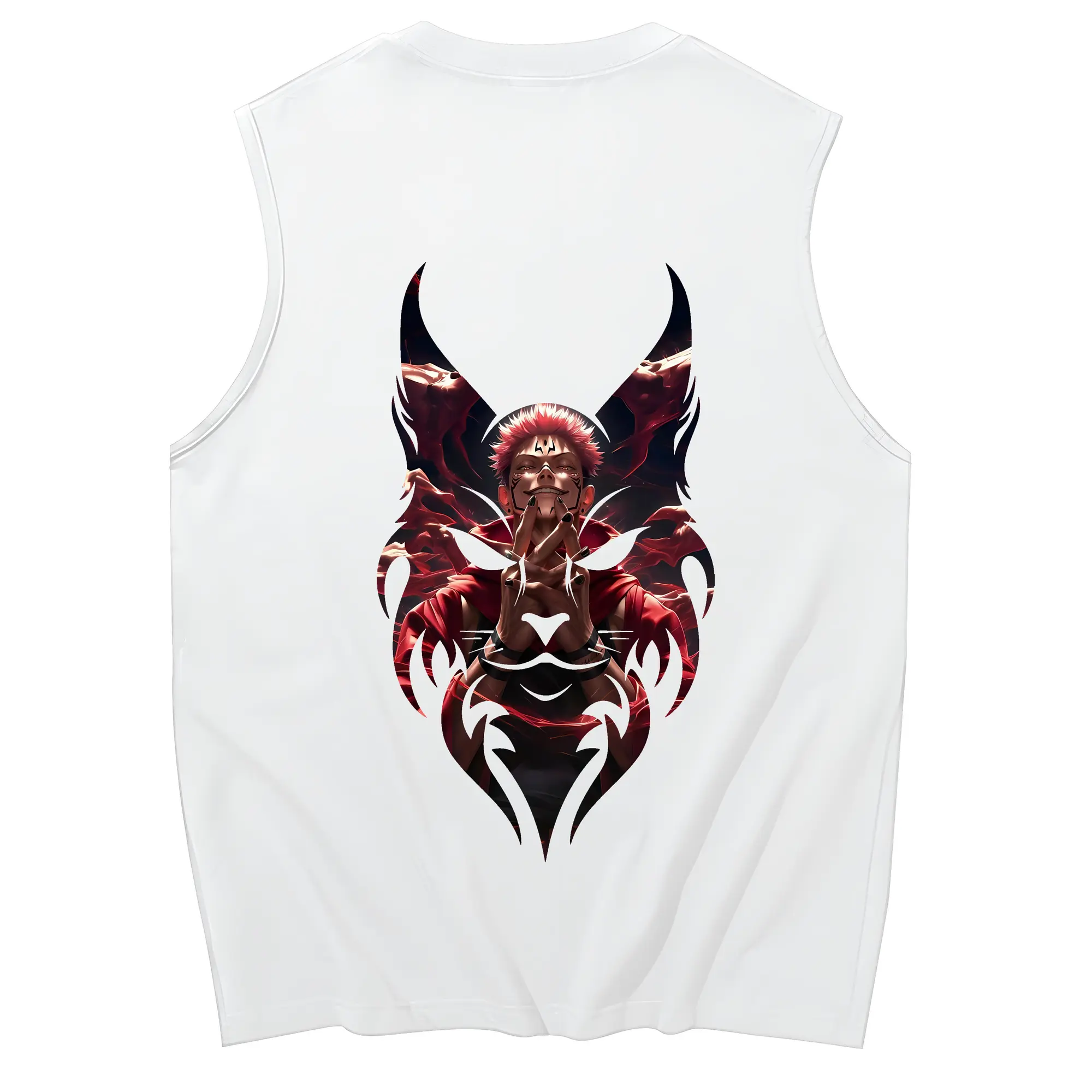 呪術廻戦 グッズ,虎杖 悠仁 - コットン100％ タンクトップ ・ 背面プリント ・ タイトシルエット ・ 快適 通気性 ・ スポーツ カジュアル 散歩用