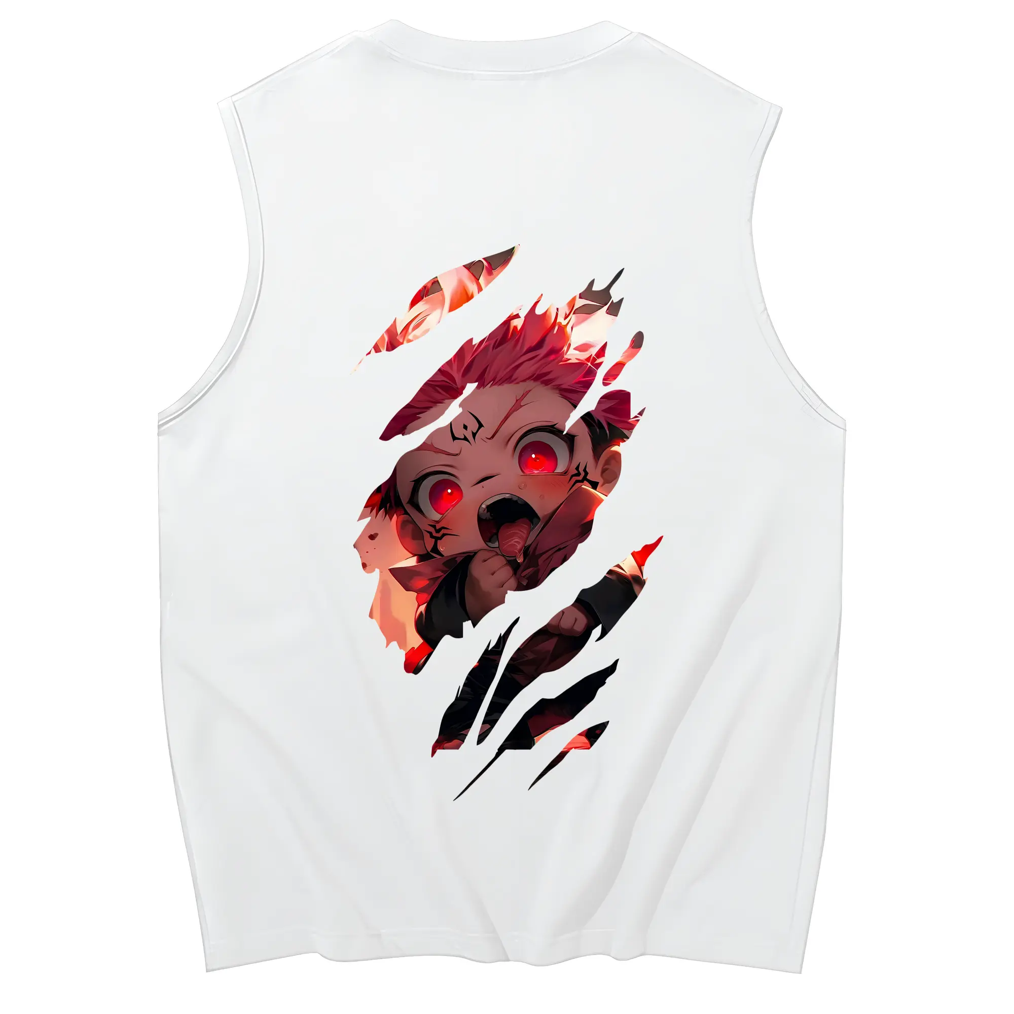 呪術廻戦 グッズ,虎杖 悠仁 - コットン100％ タンクトップ ・ 背面プリント ・ タイトシルエット ・ 快適 通気性 ・ スポーツ カジュアル 散歩用