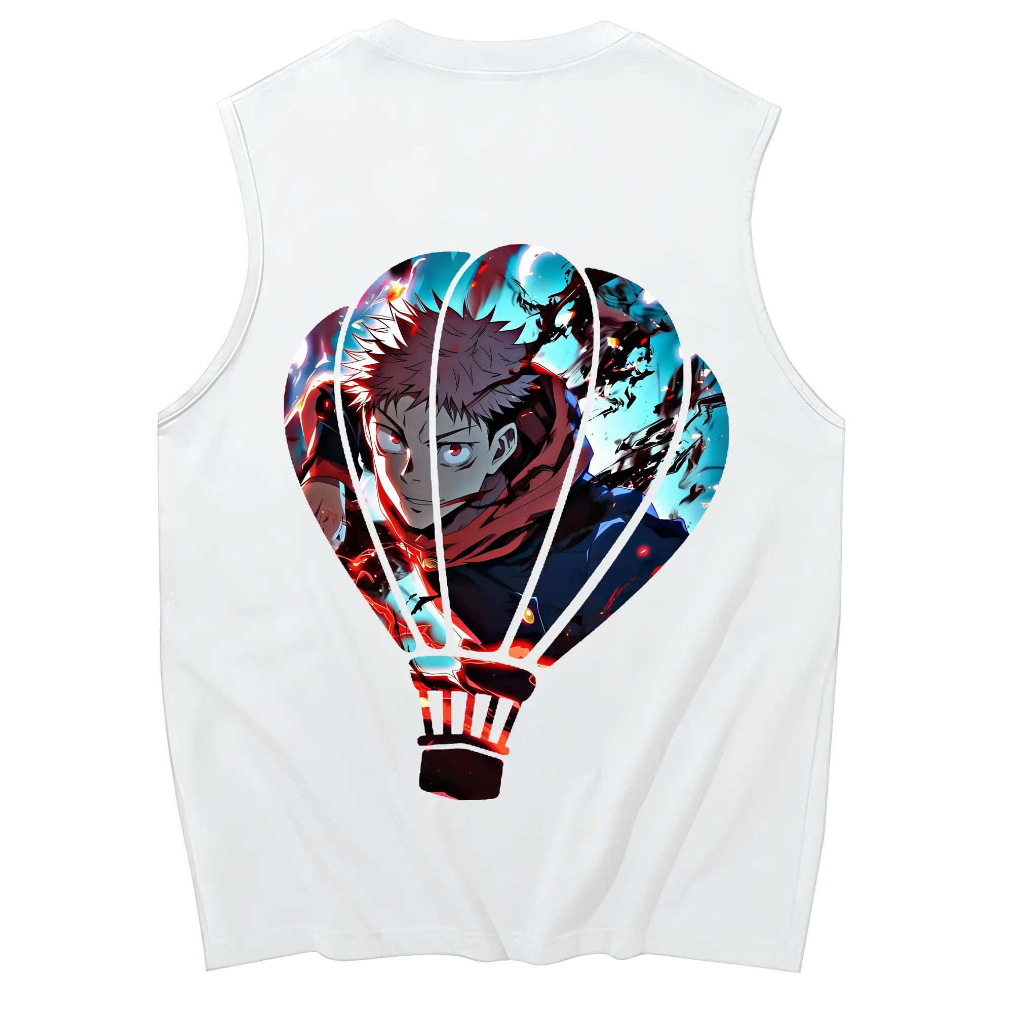 呪術廻戦 グッズ,虎杖 悠仁 - コットン100％ タンクトップ ・ 背面プリント ・ タイトシルエット ・ 快適 通気性 ・ スポーツ カジュアル 散歩用