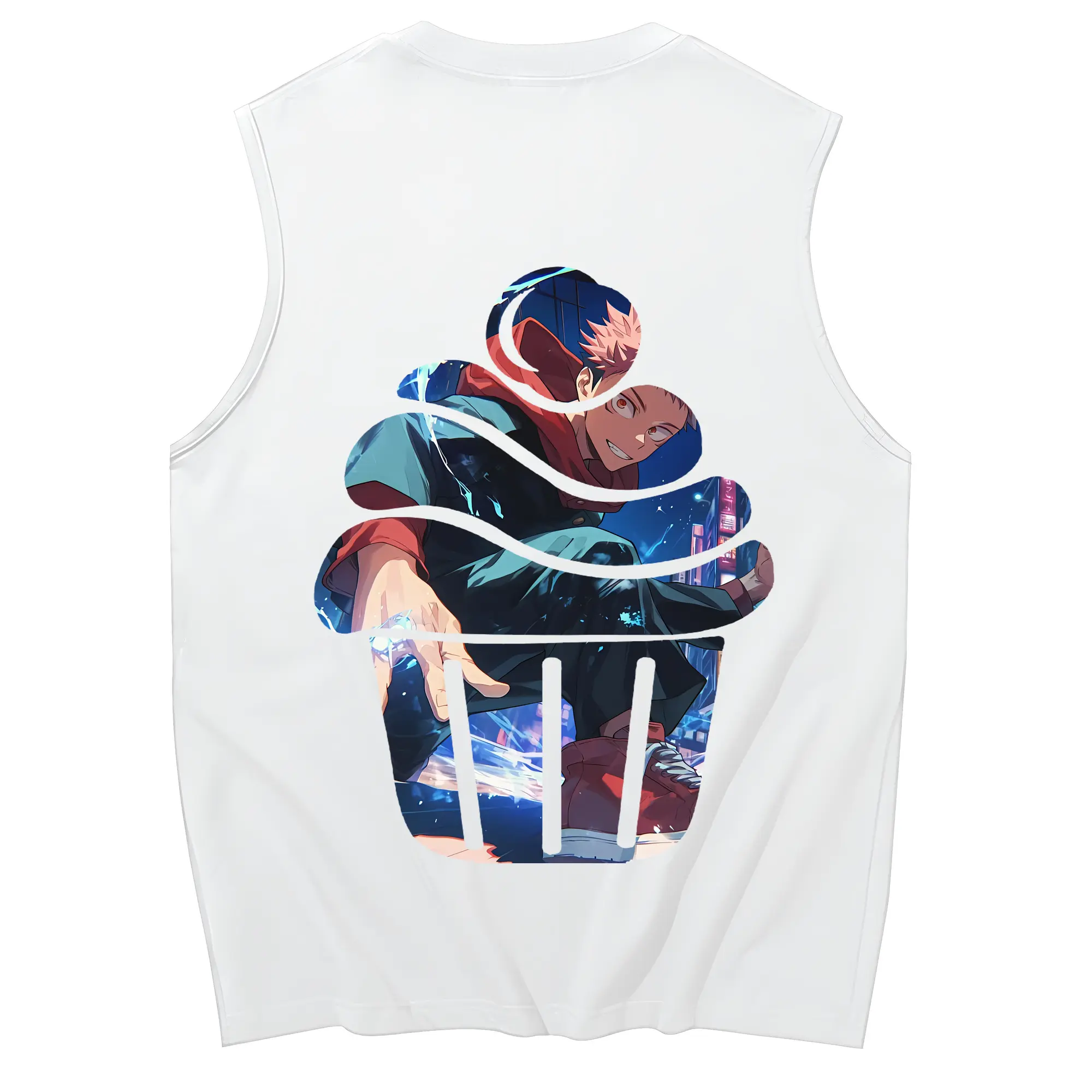 呪術廻戦 グッズ,虎杖 悠仁 - コットン100％ タンクトップ ・ 背面プリント ・ タイトシルエット ・ 快適 通気性 ・ スポーツ カジュアル 散歩用