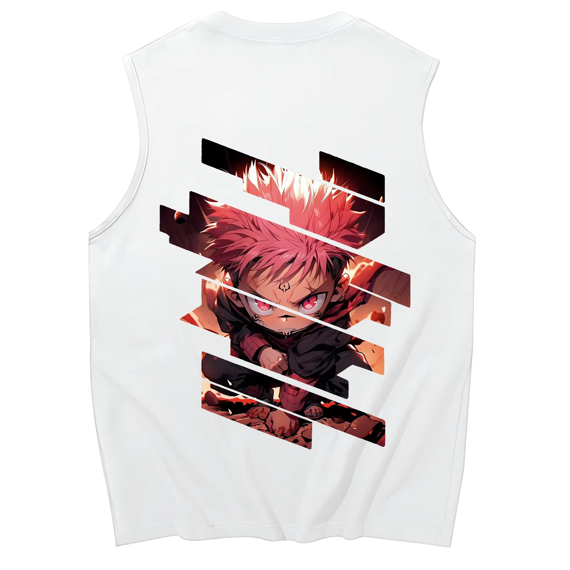 呪術廻戦 グッズ,虎杖 悠仁 - コットン100％ タンクトップ ・ 背面プリント ・ タイトシルエット ・ 快適 通気性 ・ スポーツ カジュアル 散歩用