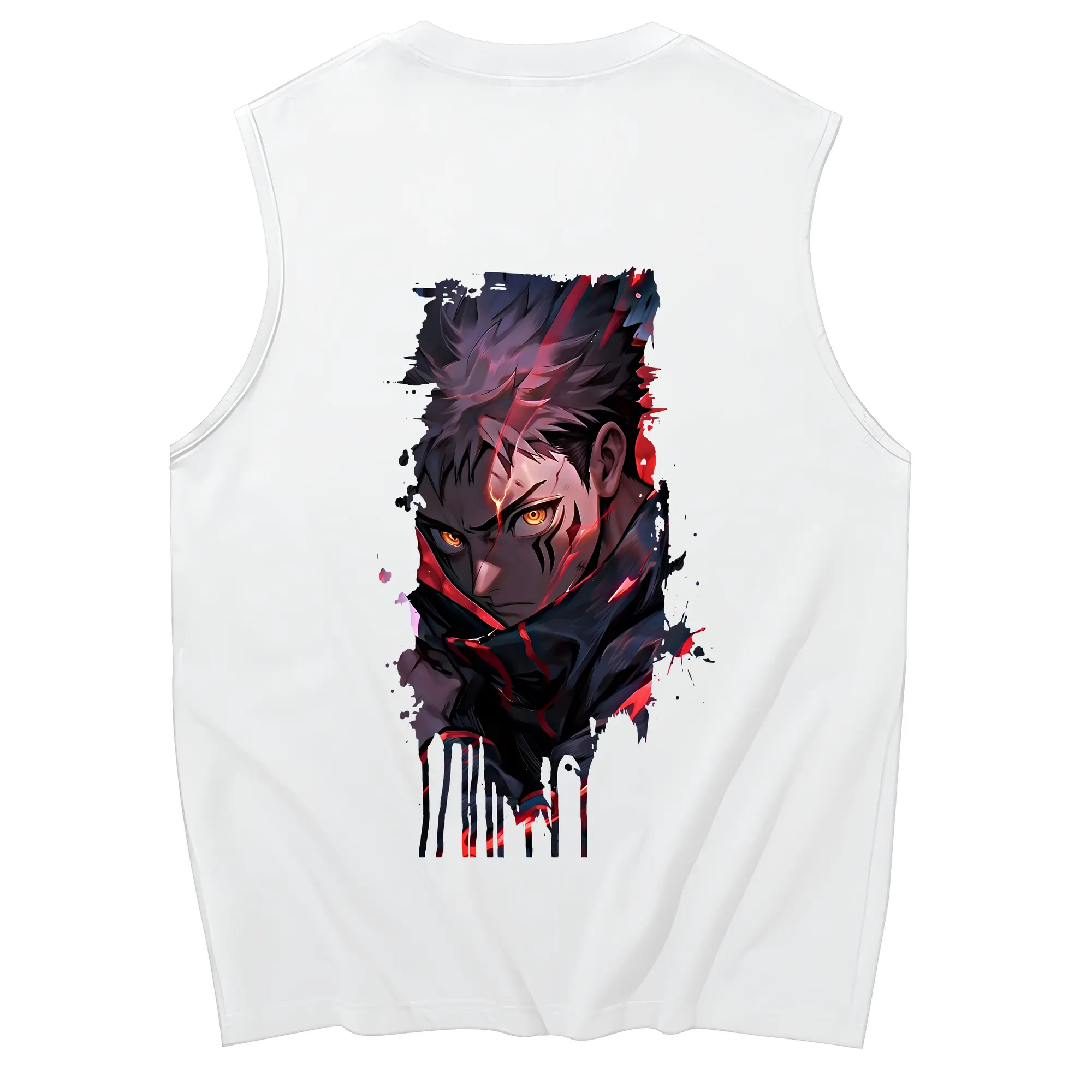 呪術廻戦 グッズ,虎杖 悠仁 - コットン100％ タンクトップ ・ 背面プリント ・ タイトシルエット ・ 快適 通気性 ・ スポーツ カジュアル 散歩用