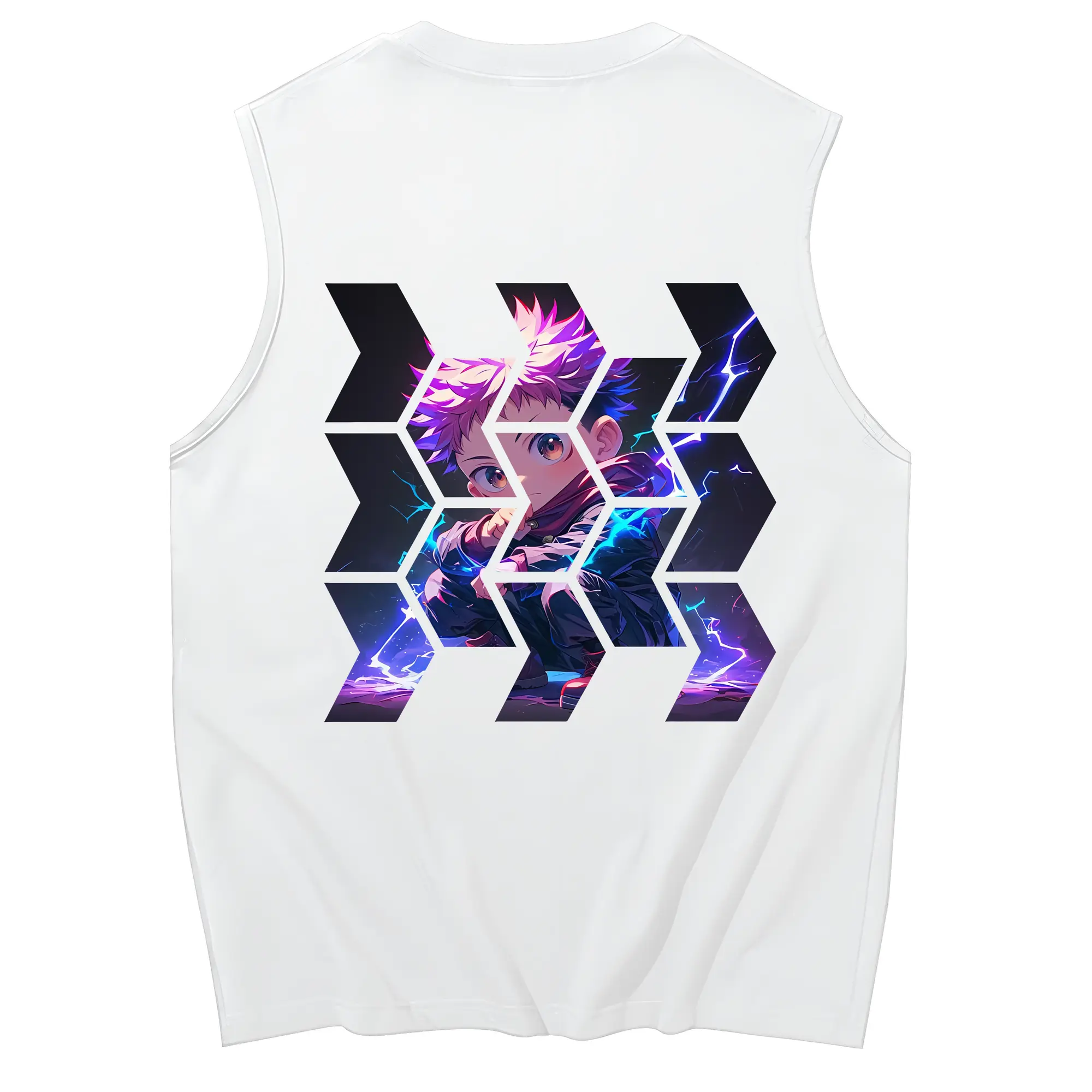 呪術廻戦 グッズ,虎杖 悠仁 - コットン100％ タンクトップ ・ 背面プリント ・ タイトシルエット ・ 快適 通気性 ・ スポーツ カジュアル 散歩用