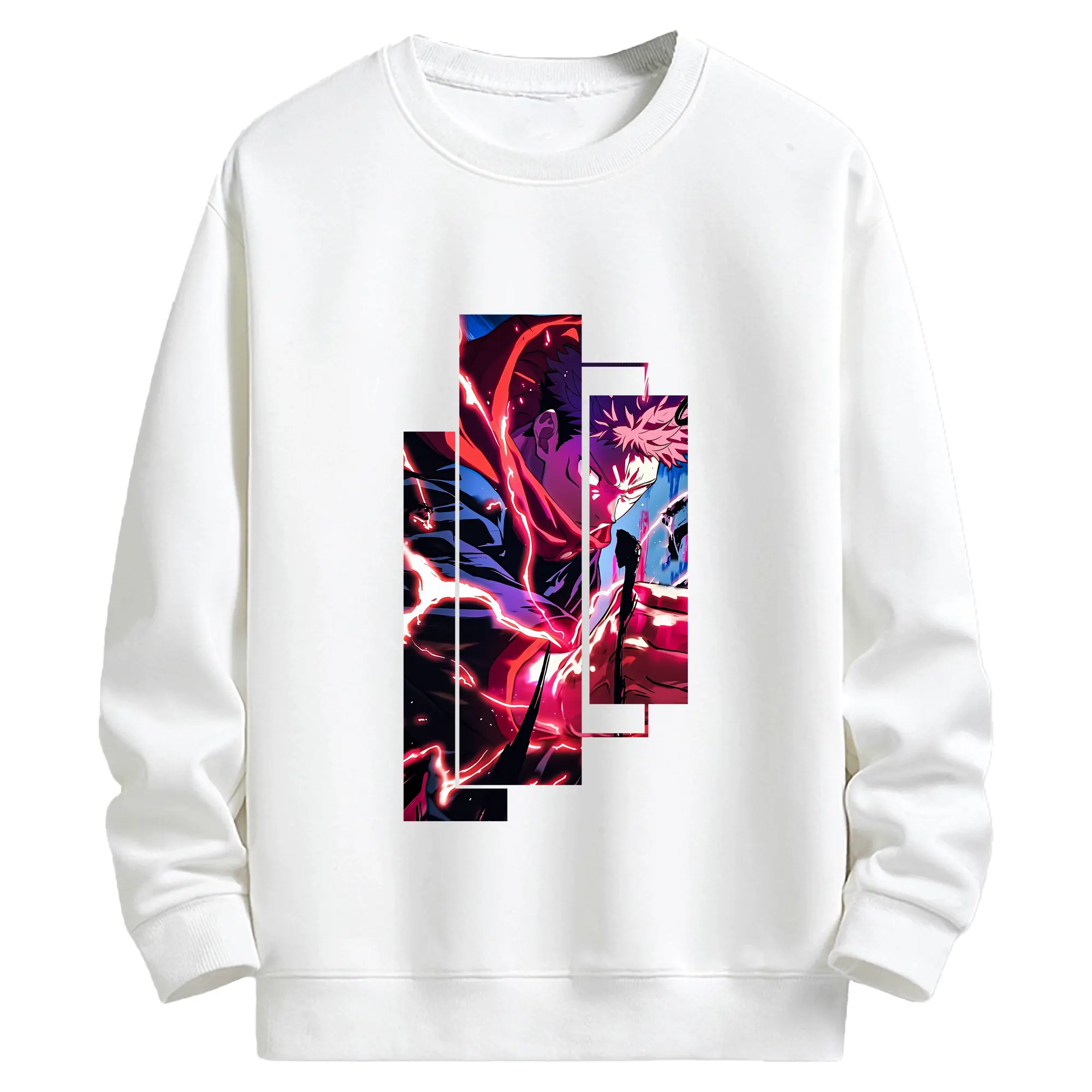 呪術廻戦 グッズ,虎杖 悠仁 - 高品質 クルーネック スウェット ・ コットン59％ ポリエステル41％ ・ ユニセックス 長袖 トレーナー ・ カジュアル デイリー スポーツ 散歩用