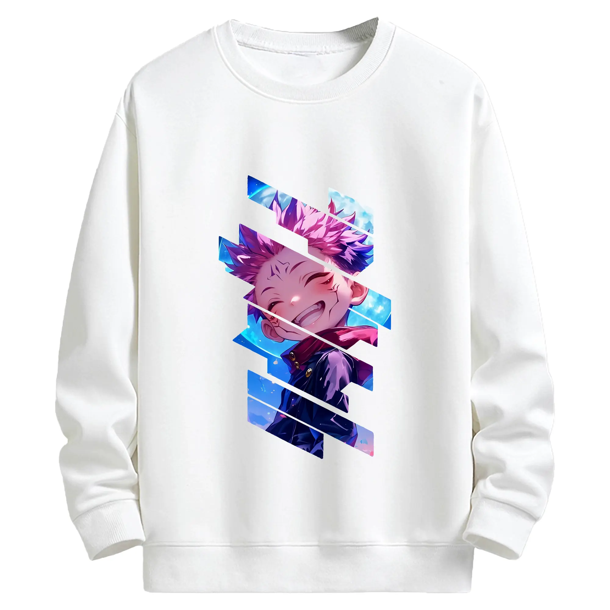 呪術廻戦 グッズ,虎杖 悠仁 - 高品質 クルーネック スウェット ・ コットン59％ ポリエステル41％ ・ ユニセックス 長袖 トレーナー ・ カジュアル デイリー スポーツ 散歩用