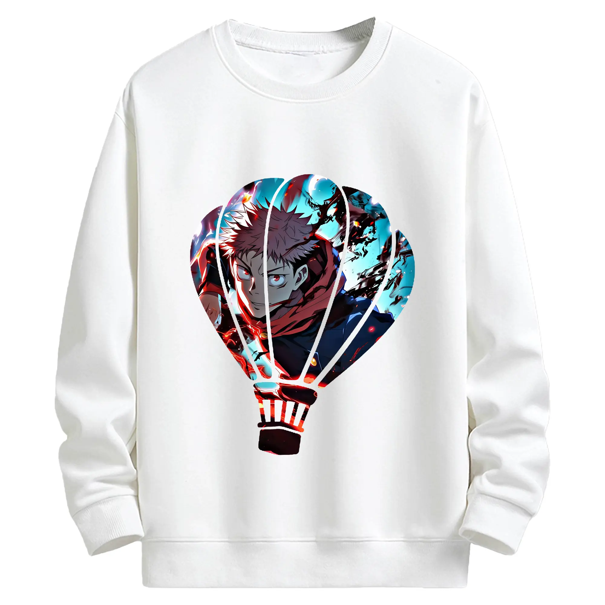 呪術廻戦 グッズ,虎杖 悠仁 - 高品質 クルーネック スウェット ・ コットン59％ ポリエステル41％ ・ ユニセックス 長袖 トレーナー ・ カジュアル デイリー スポーツ 散歩用