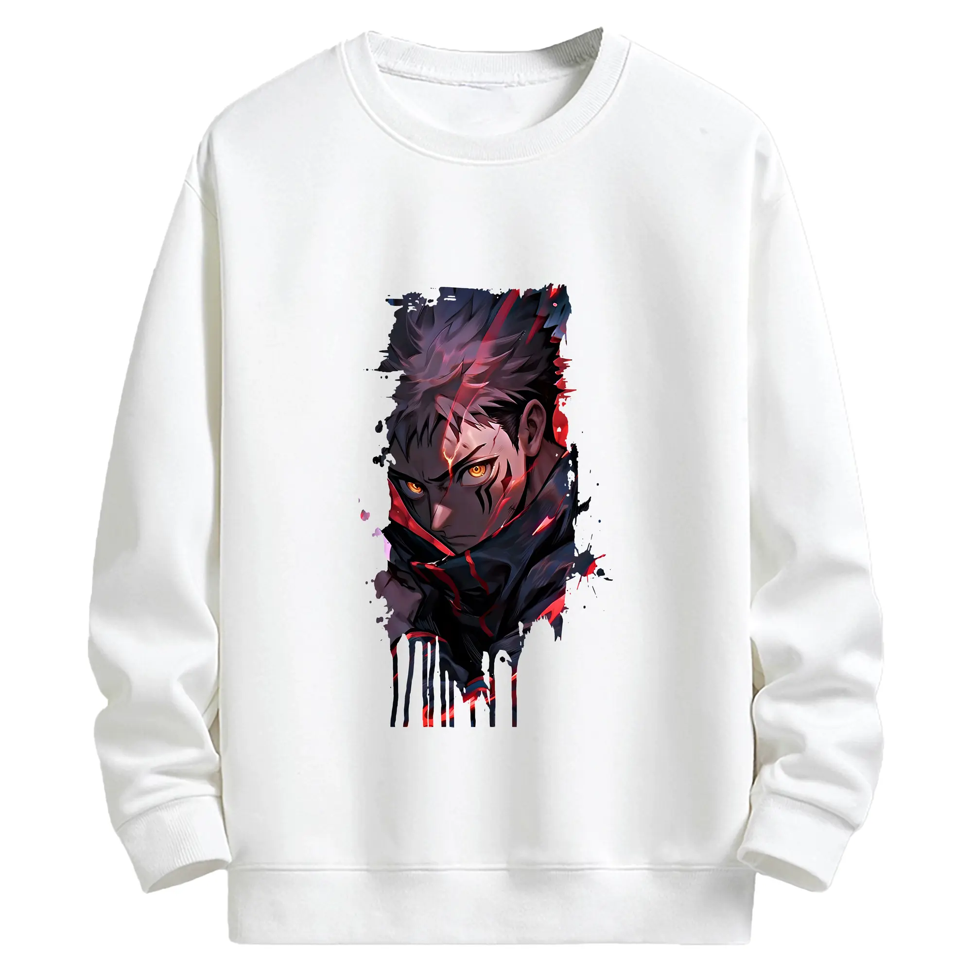 呪術廻戦 グッズ,虎杖 悠仁 - 高品質 クルーネック スウェット ・ コットン59％ ポリエステル41％ ・ ユニセックス 長袖 トレーナー ・ カジュアル デイリー スポーツ 散歩用