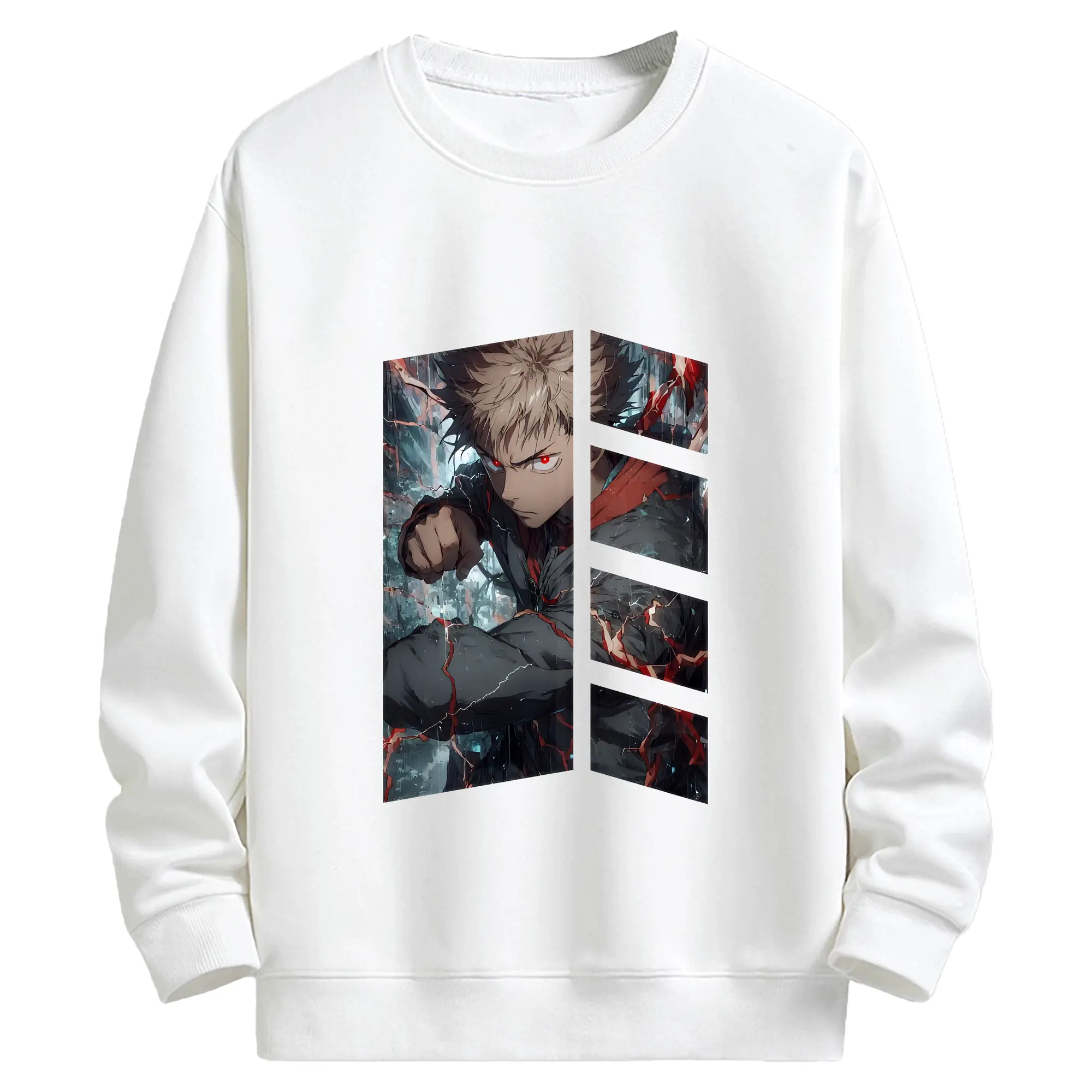呪術廻戦 グッズ,虎杖 悠仁 - 高品質 クルーネック スウェット ・ コットン59％ ポリエステル41％ ・ ユニセックス 長袖 トレーナー ・ カジュアル デイリー スポーツ 散歩用