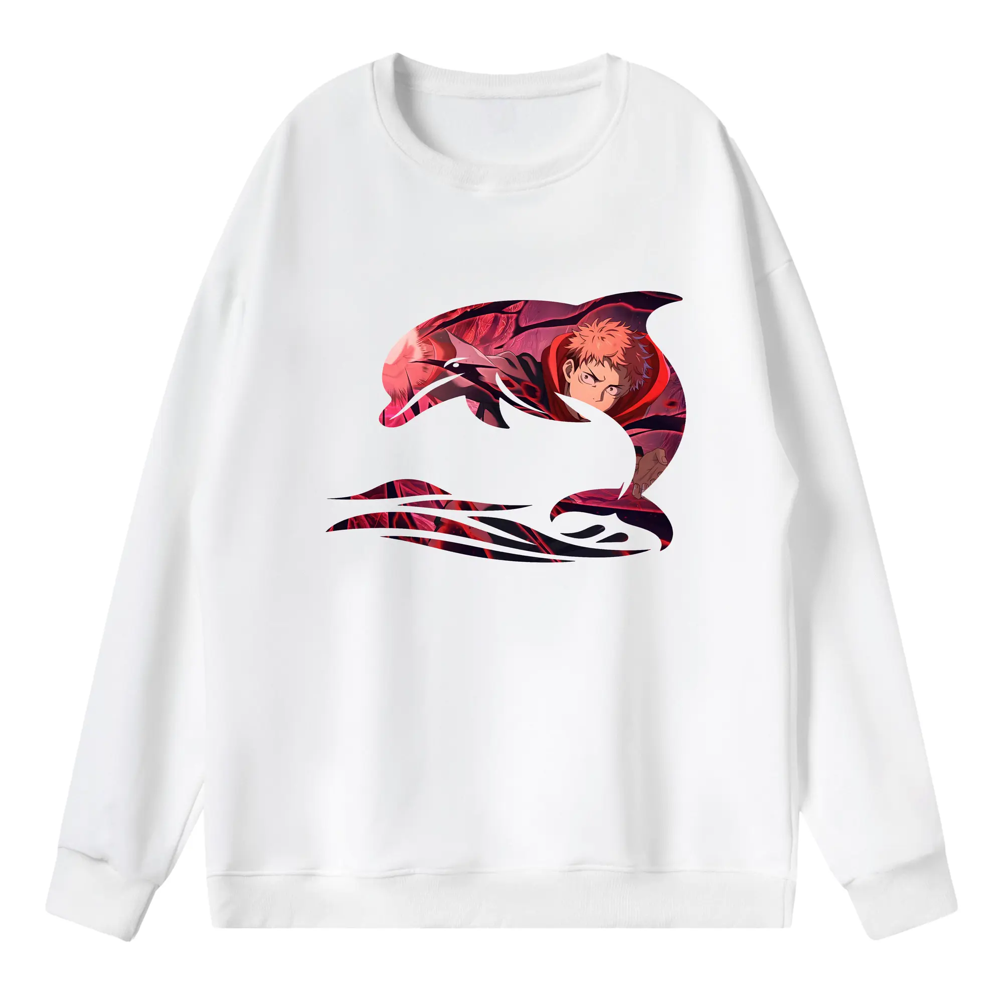 呪術廻戦 グッズ,虎杖 悠仁 - 薄手 クルーネック スウェット 裏毛260g · ポリエステル 春秋向け カジュアル 男女兼用 · トレーナー デイリー スポーツ 散歩に最適